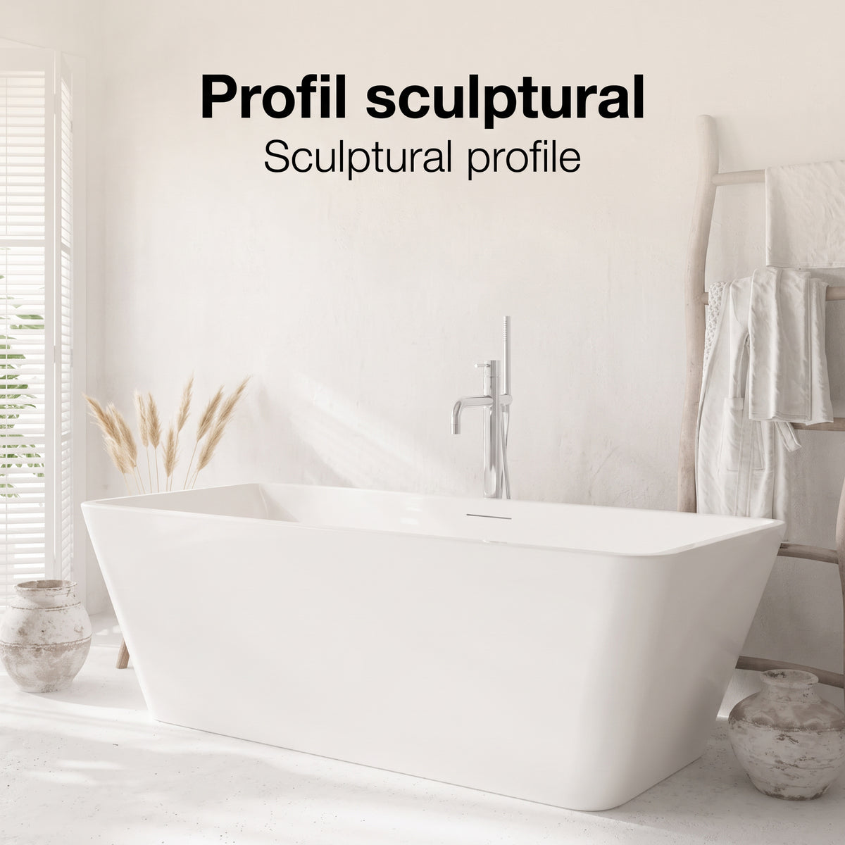 60" Horizon Glossy White Freestanding Acrylic Bathtub