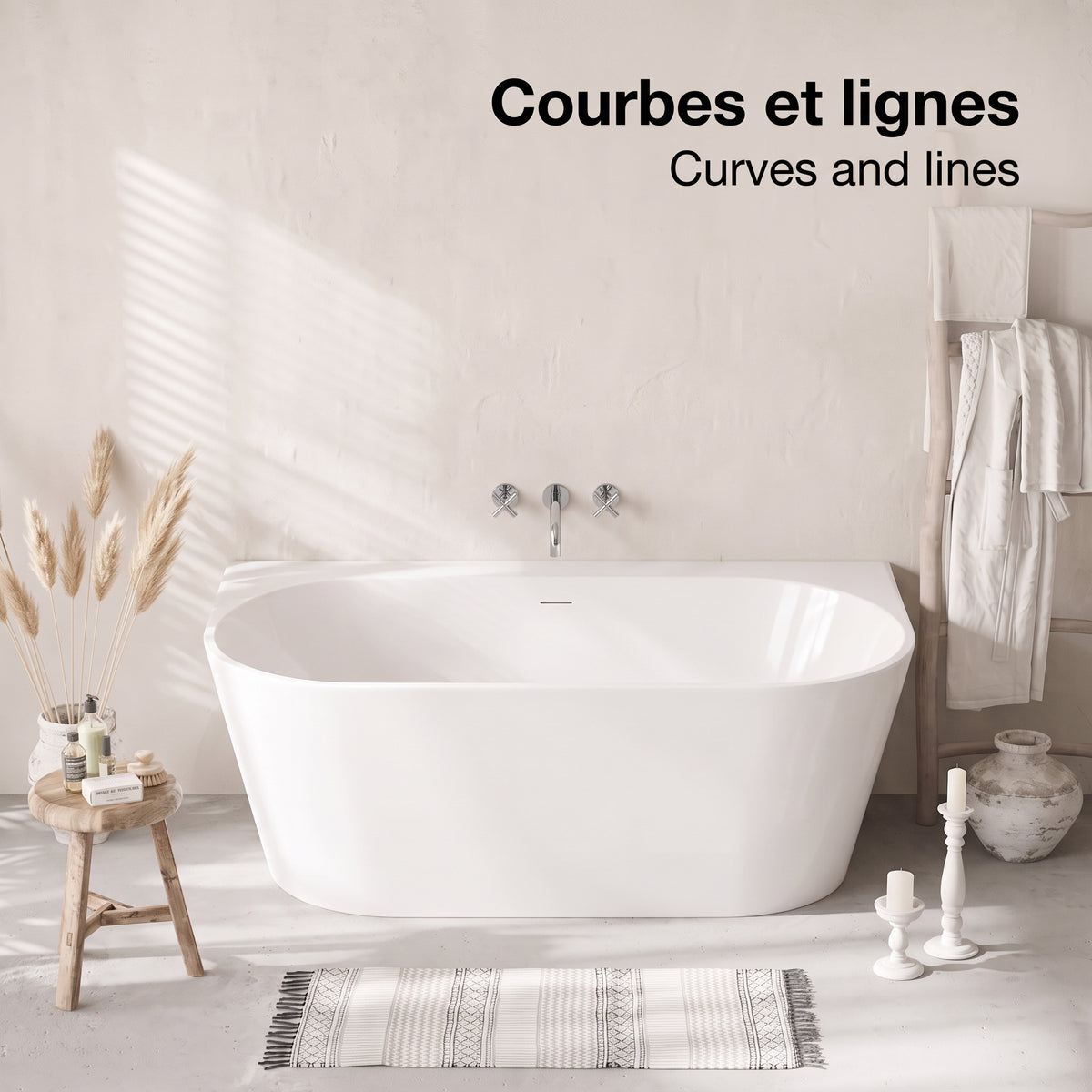 60" Vienna Freestanding Glossy White Acrylic Bathtub