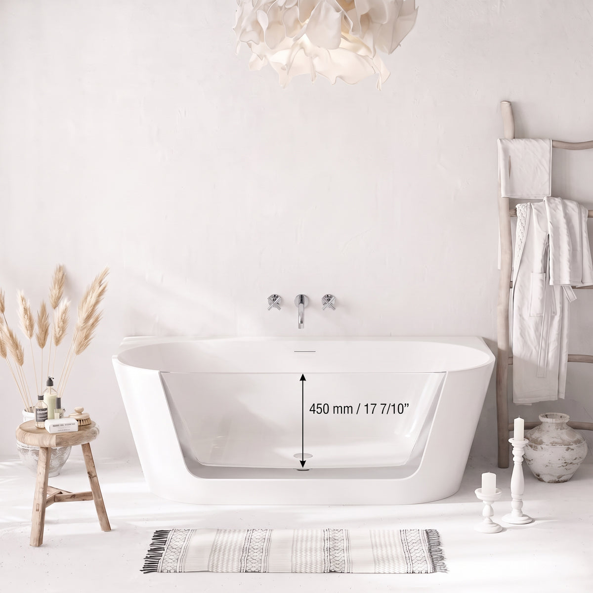 60" Vienna Freestanding Glossy White Acrylic Bathtub