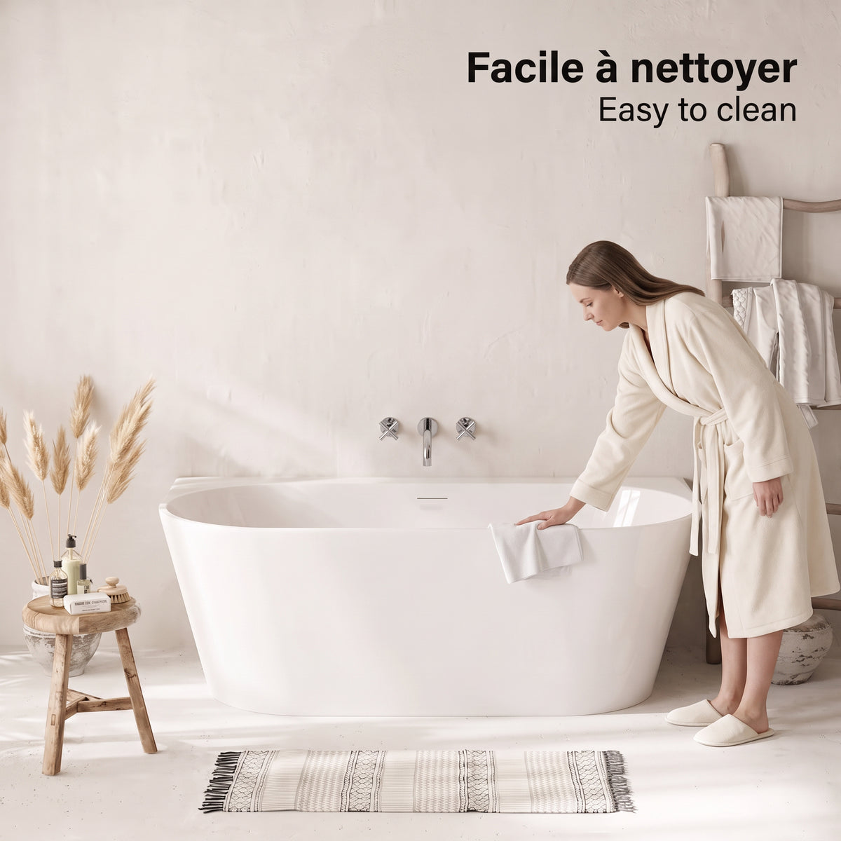 60" Vienna Freestanding Glossy White Acrylic Bathtub