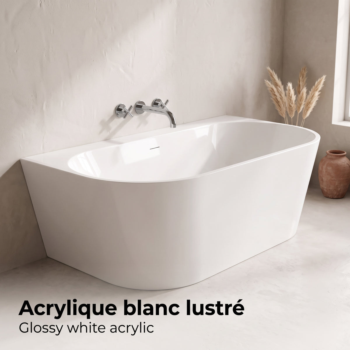 60" Vienna Freestanding Glossy White Acrylic Bathtub