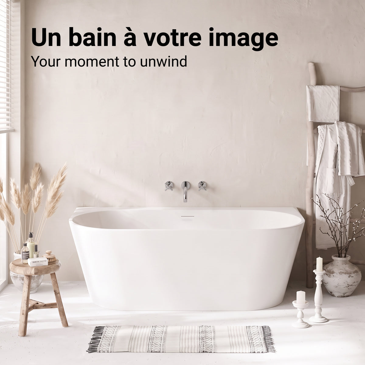 60" Vienna Freestanding Glossy White Acrylic Bathtub