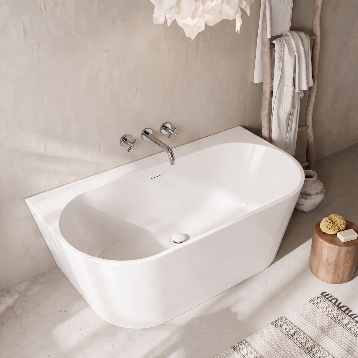 60" Vienna Freestanding Glossy White Acrylic Bathtub