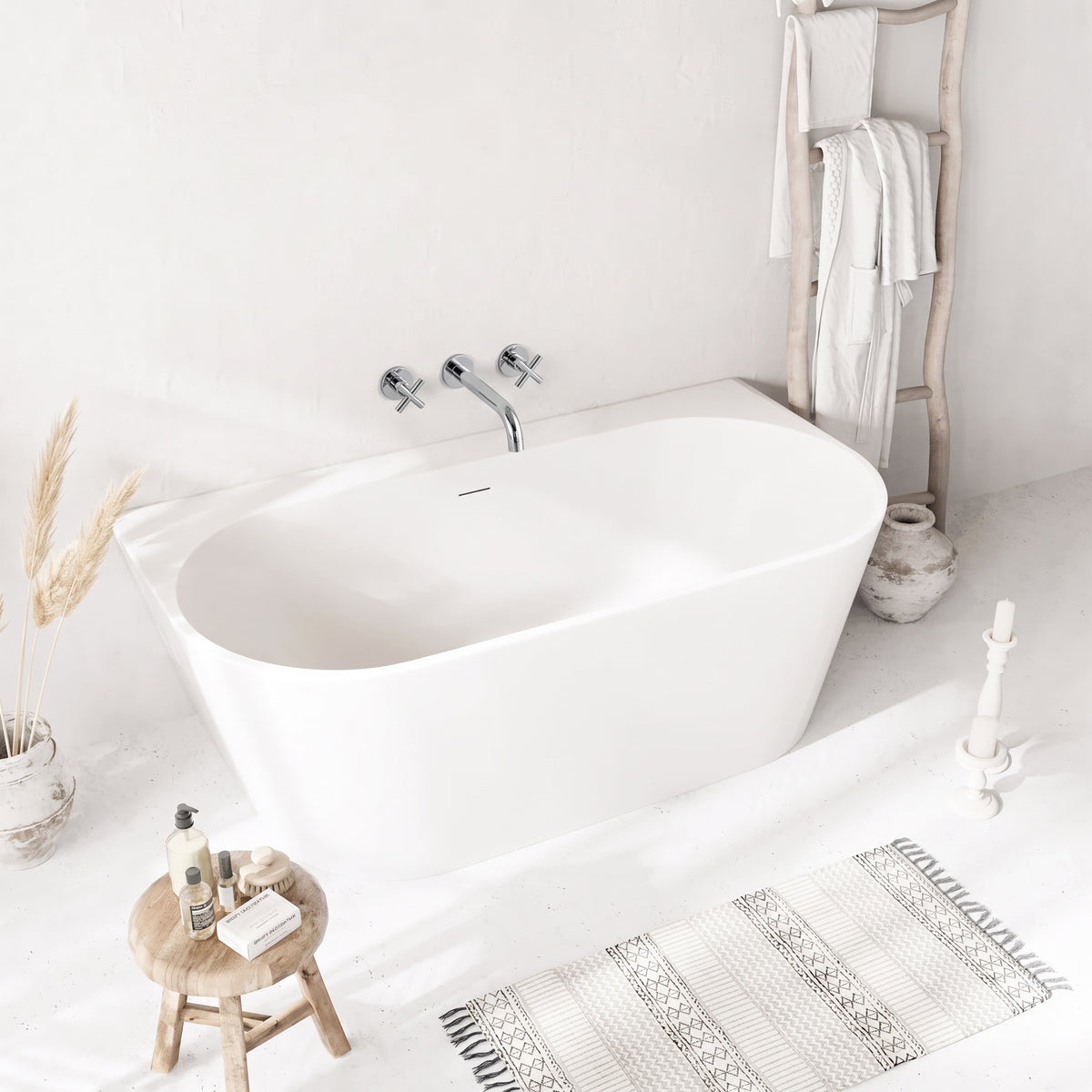 60" Vienna Freestanding Glossy White Acrylic Bathtub