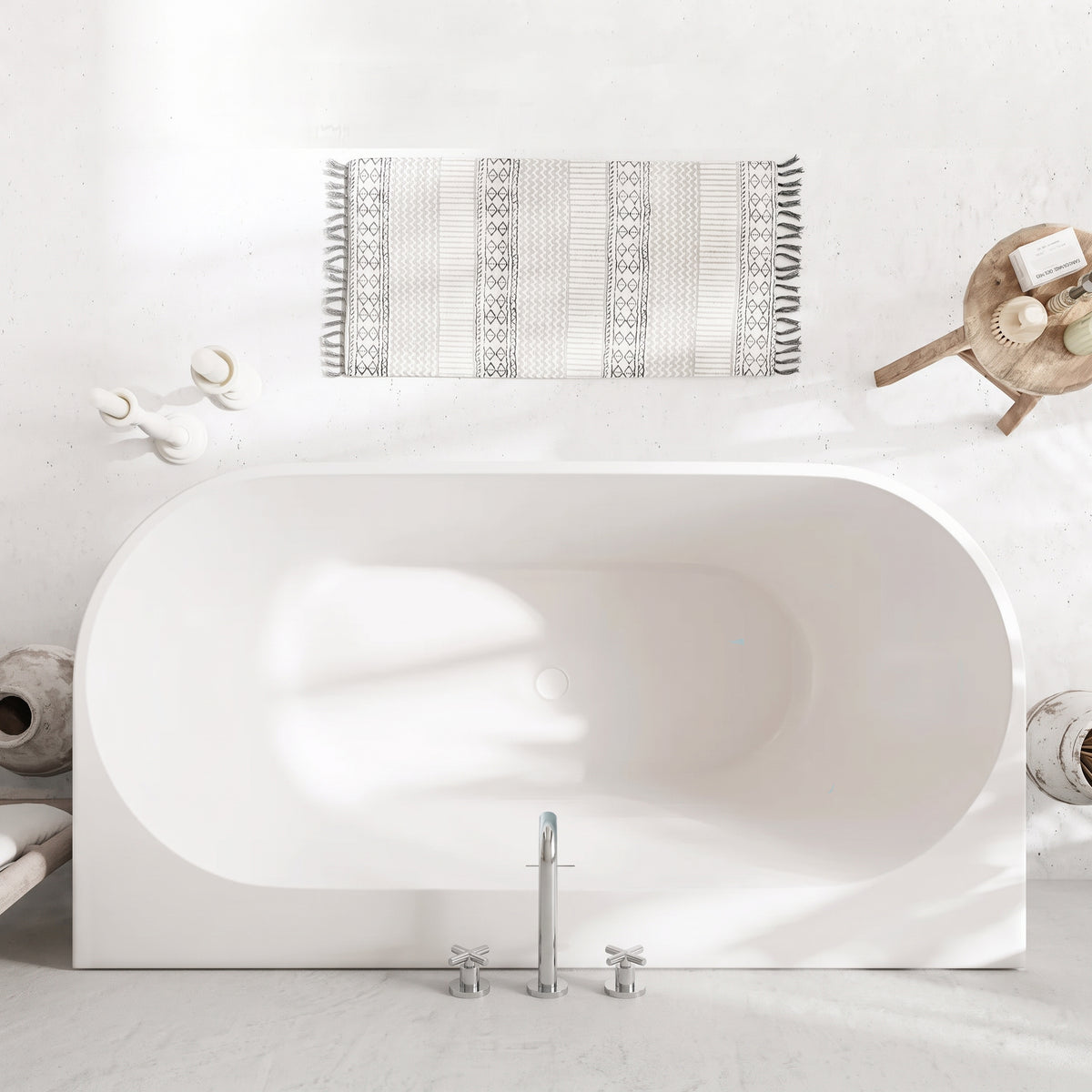60" Vienna Freestanding Glossy White Acrylic Bathtub