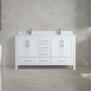 Meuble-Lavabo Autoportant 60po Blanc avec Comptoir de Marbre Ingénierie Calcutta