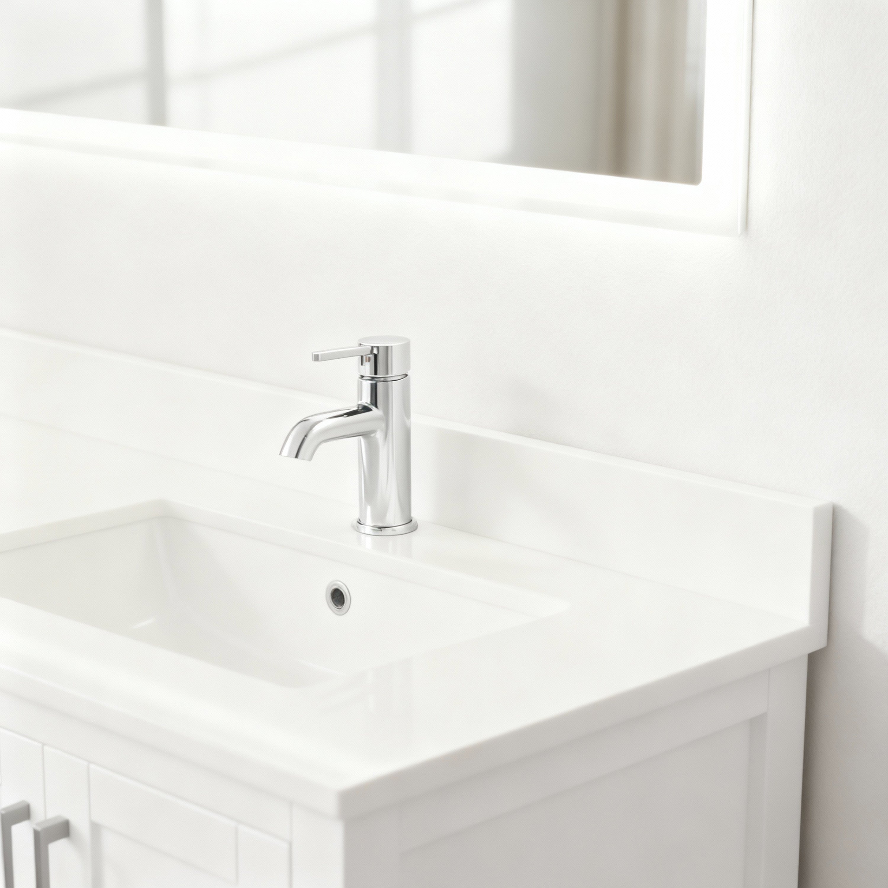60" White Freestanding Double Sink Bathroom Vanity with Engineered White Marble Countertop