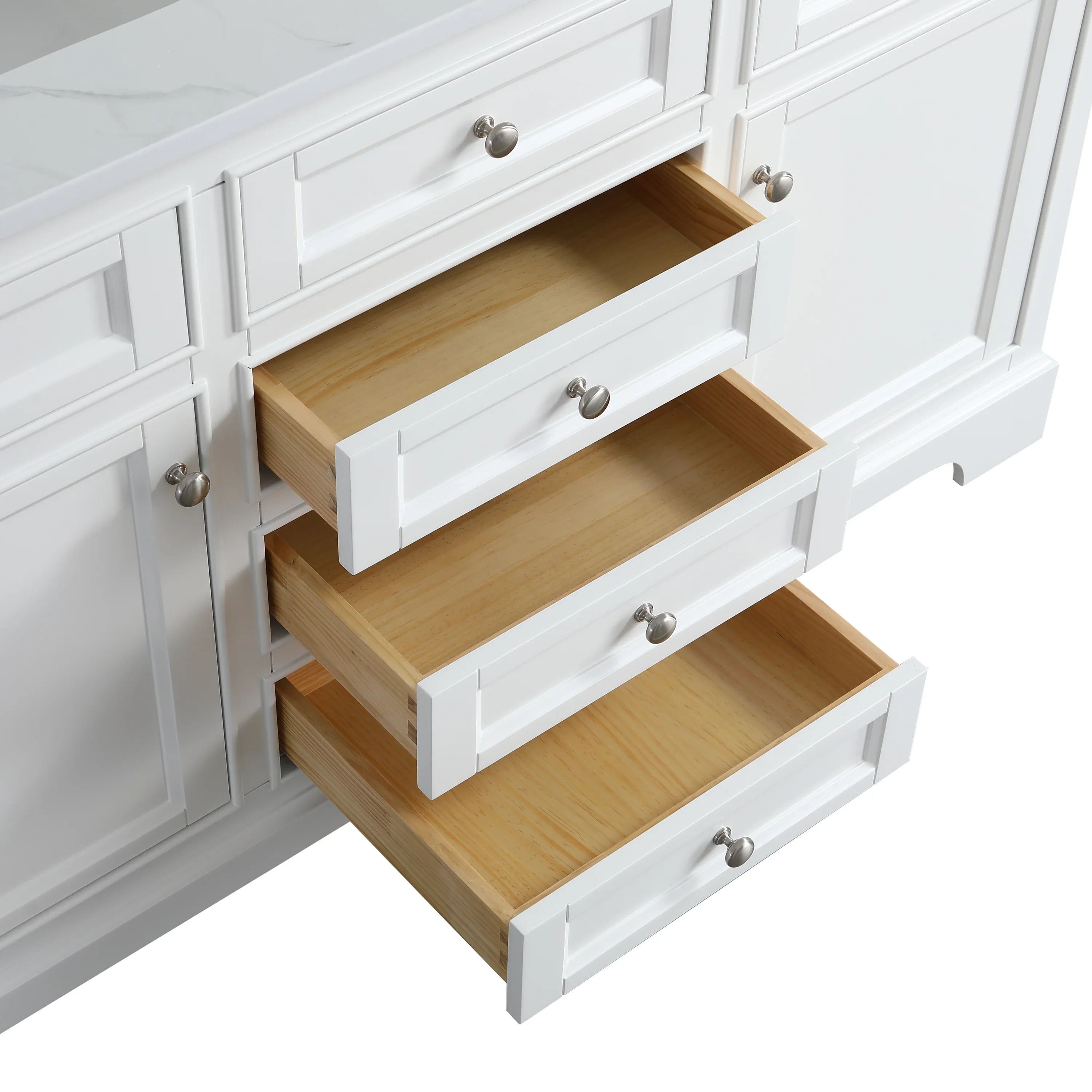 60" White Freestanding Double Sink Bathroom Vanity with Engineered Calcutta Marble Countertop