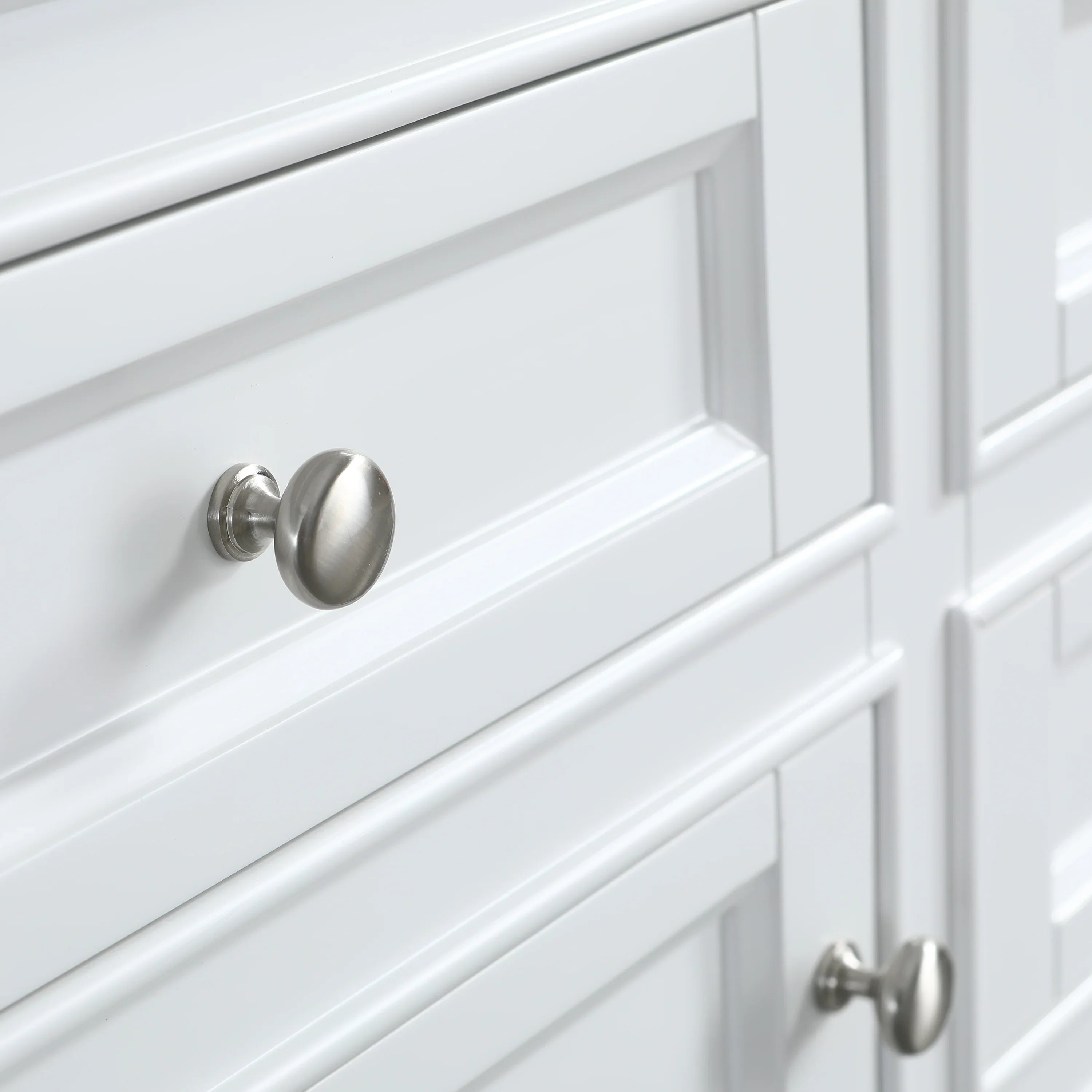 60" White Freestanding Double Sink Bathroom Vanity with Solid White Quartz Countertop