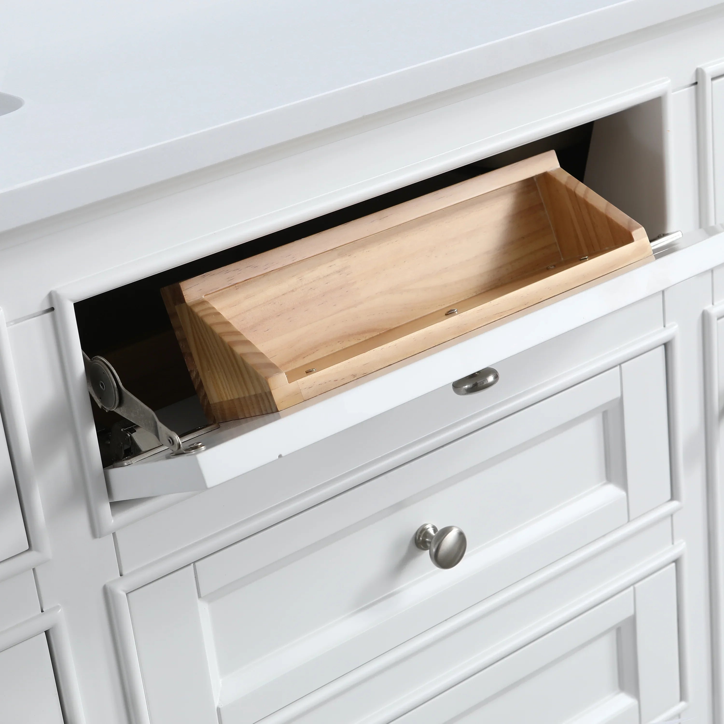 60" White Freestanding Double Sink Bathroom Vanity with Solid White Quartz Countertop