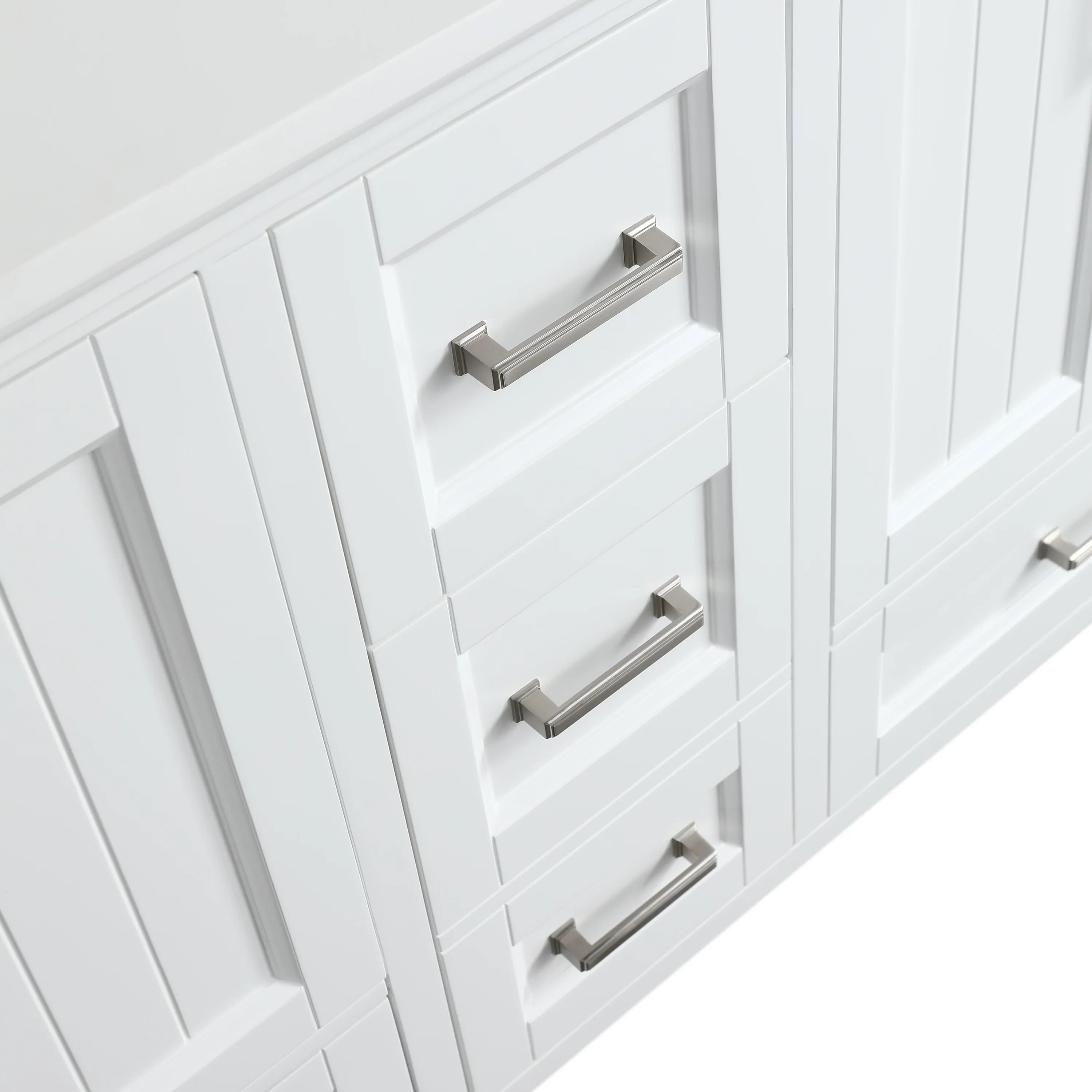 60" White Freestanding Double Sink Bathroom Vanity with White Quartz Countertop