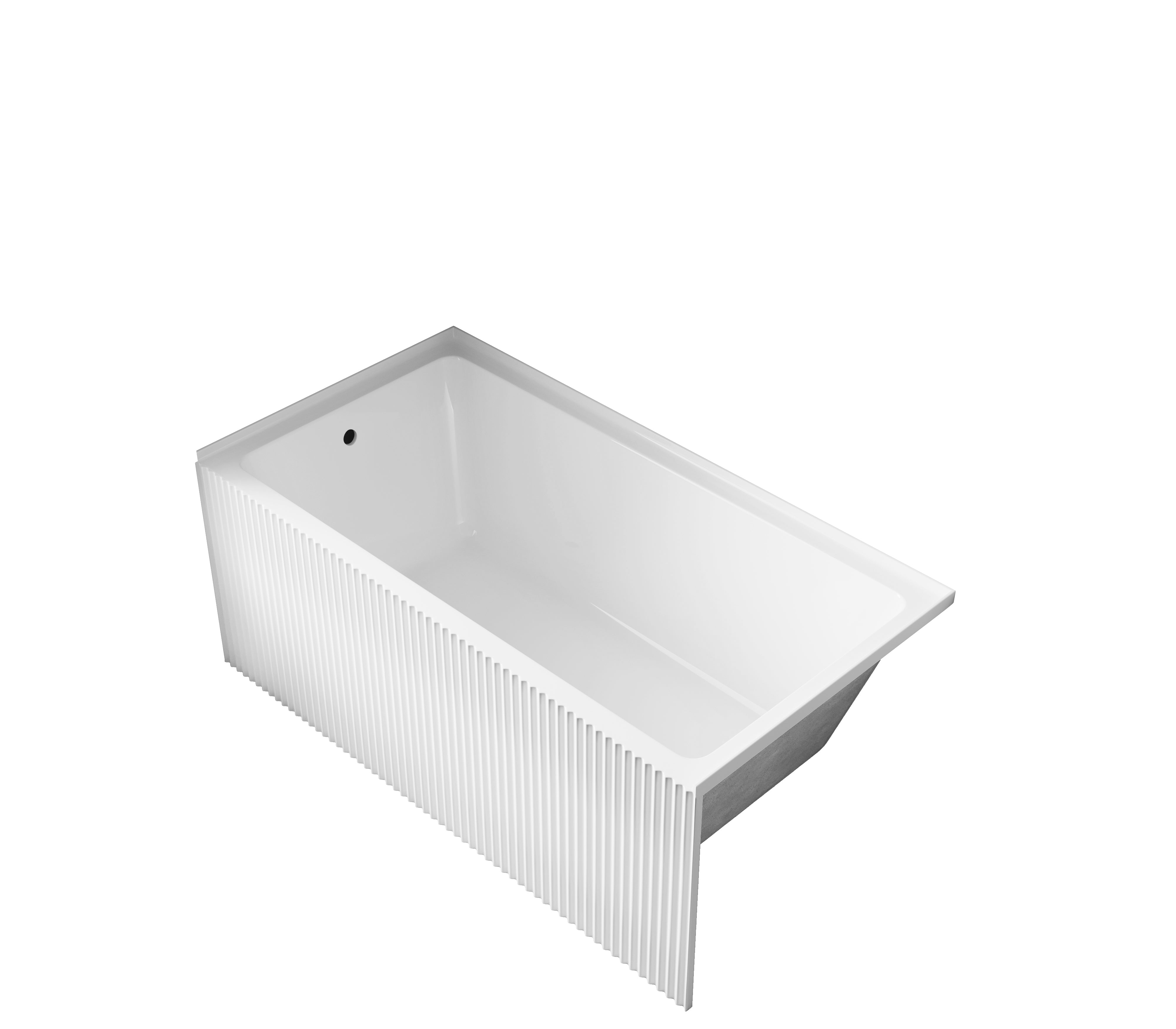 Baignoire d'alcôve en acrylique cannelé Haven 60po x 30po - Blanc lustré