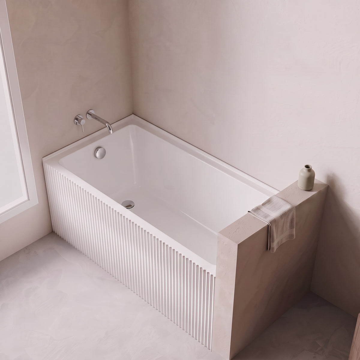 60" x 30" Haven Fluted Acrylic Alcove Bathtub - Glossy White