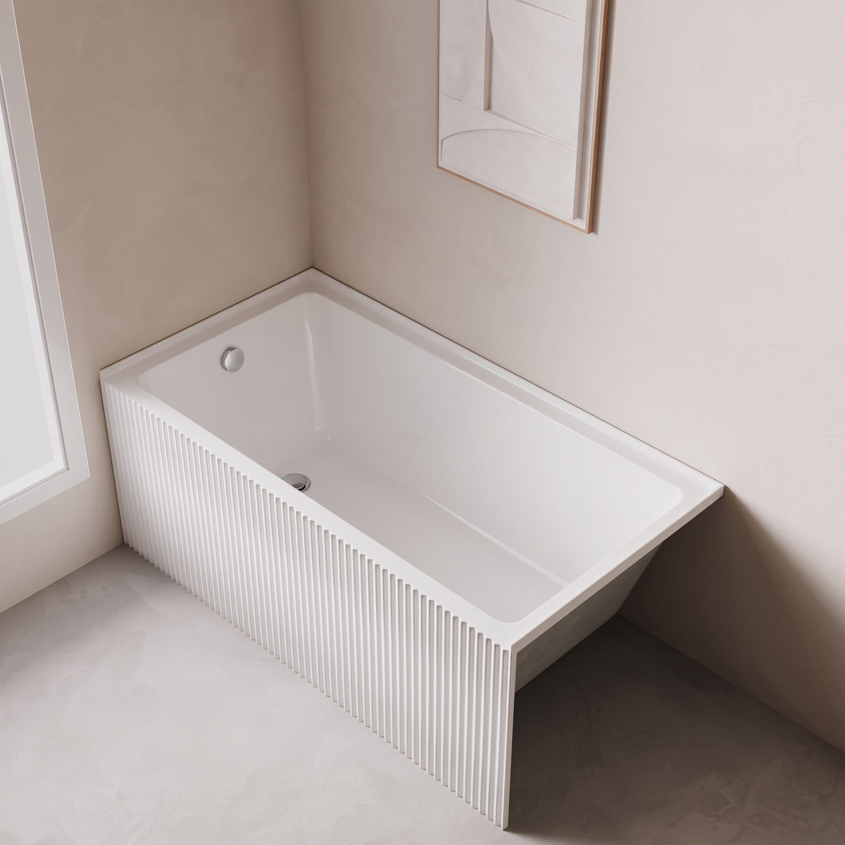 Baignoire d'alcôve en acrylique cannelé Haven 60po x 30po - Blanc lustré