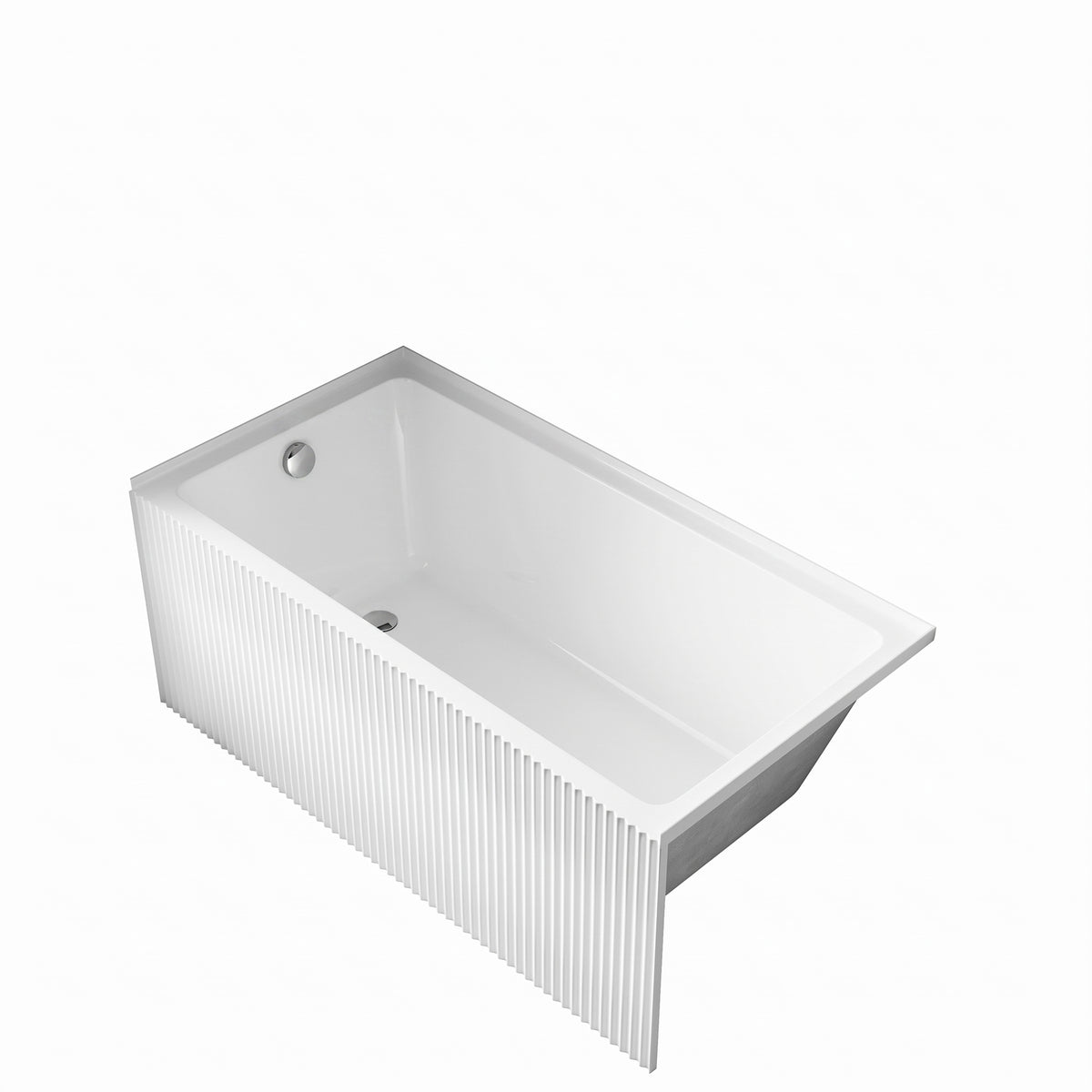 Baignoire d'alcôve en acrylique cannelé Haven 60po x 30po - Blanc lustré
