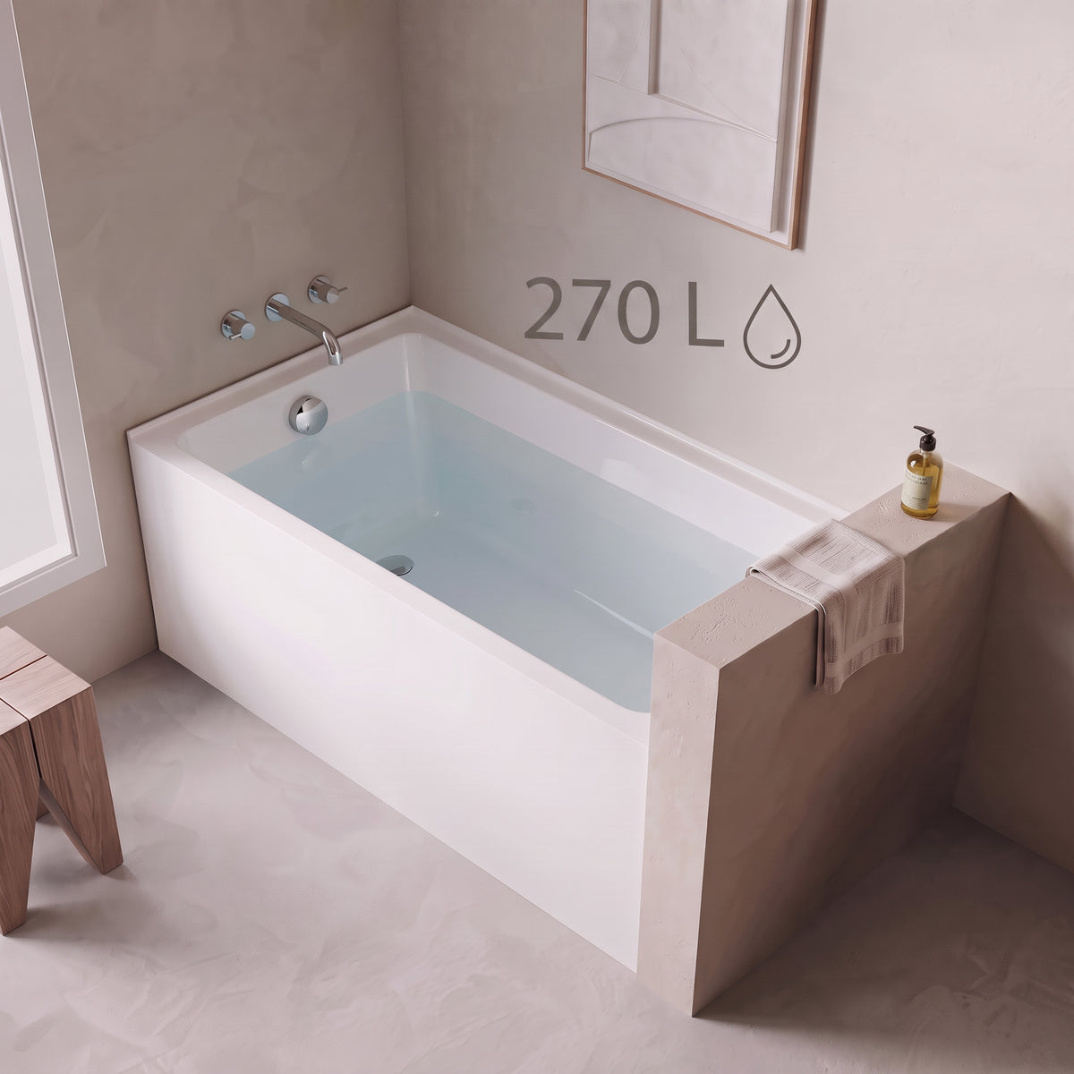 60" x 30" Haven Glossy White Acrylic Alcove Bathtub