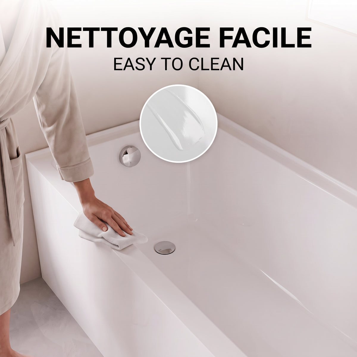 60" x 30" Haven Glossy White Acrylic Alcove Bathtub