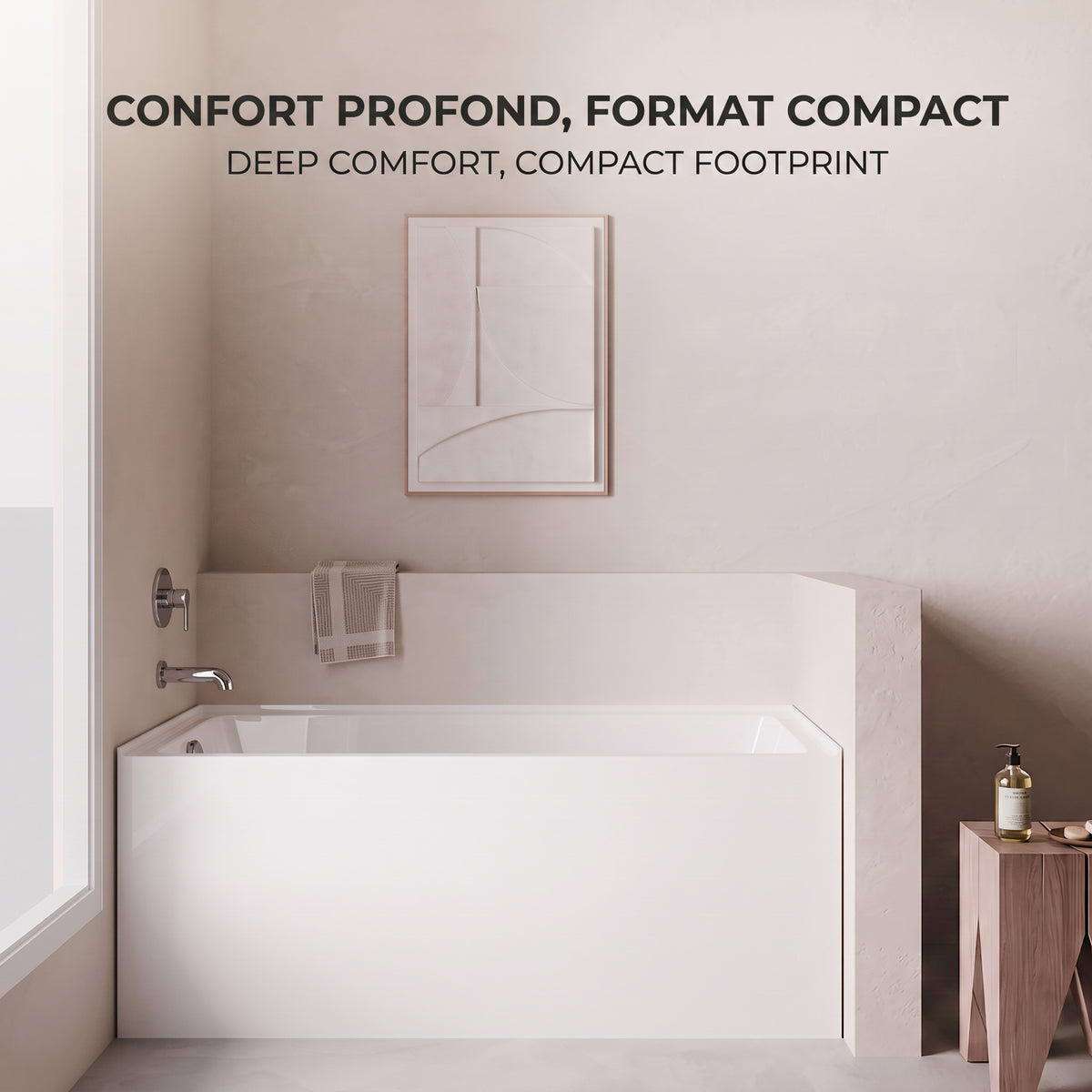 60" x 30" Haven Glossy White Acrylic Alcove Bathtub