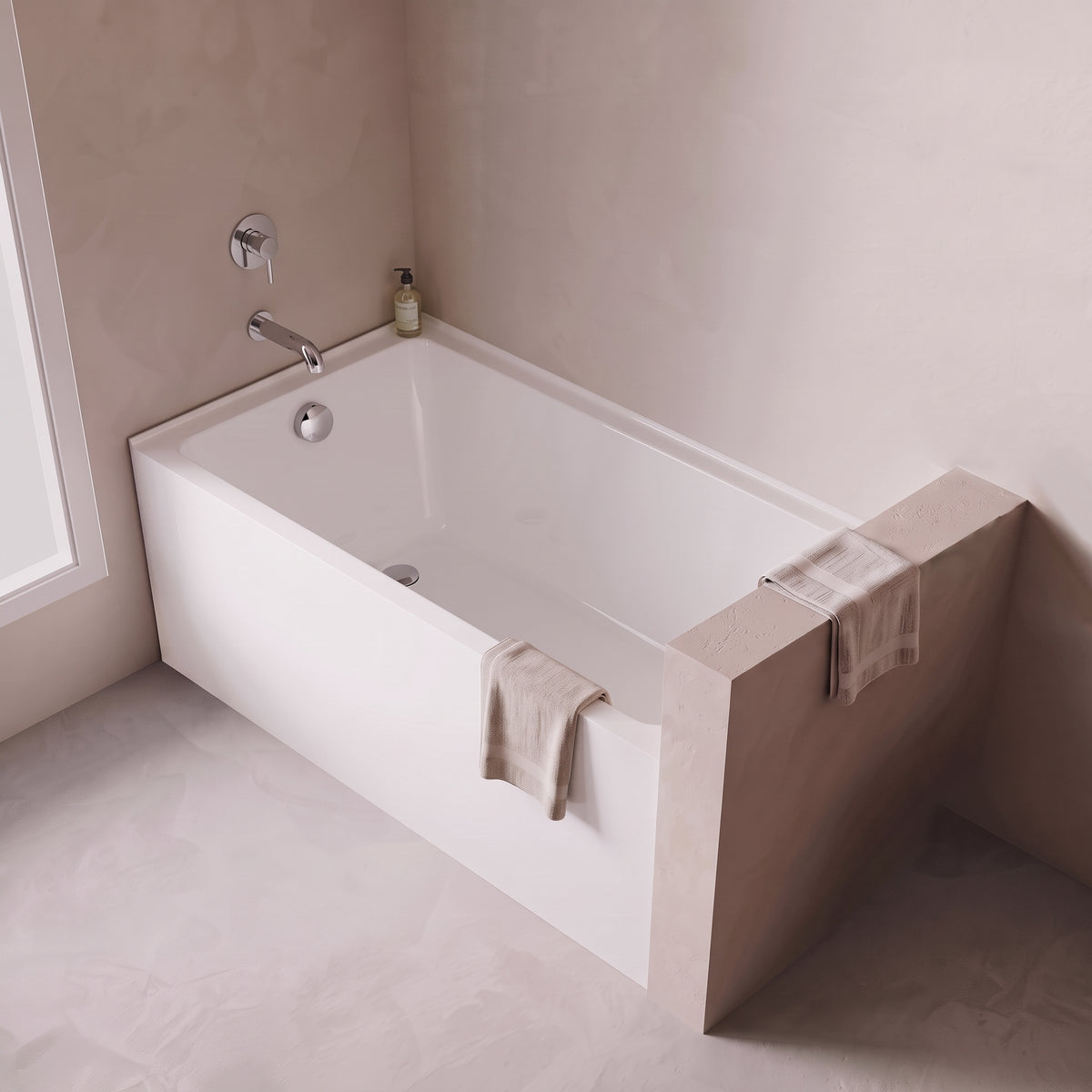 60" x 30" Haven Glossy White Acrylic Alcove Bathtub