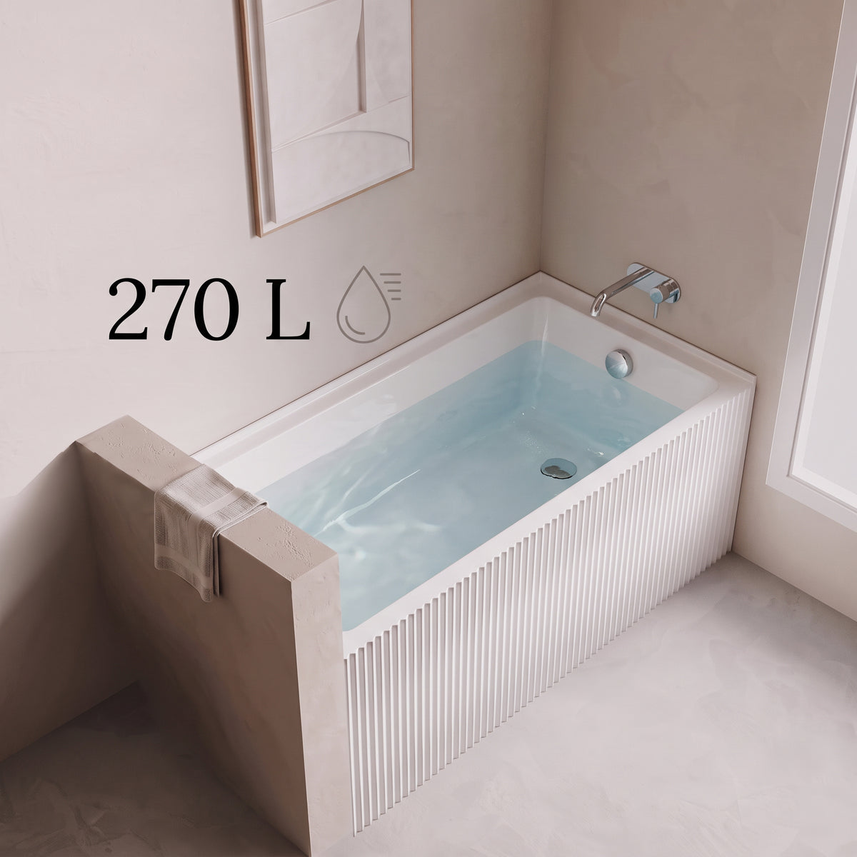 60" x 30" Haven Fluted Acrylic Alcove Bathtub - Glossy White