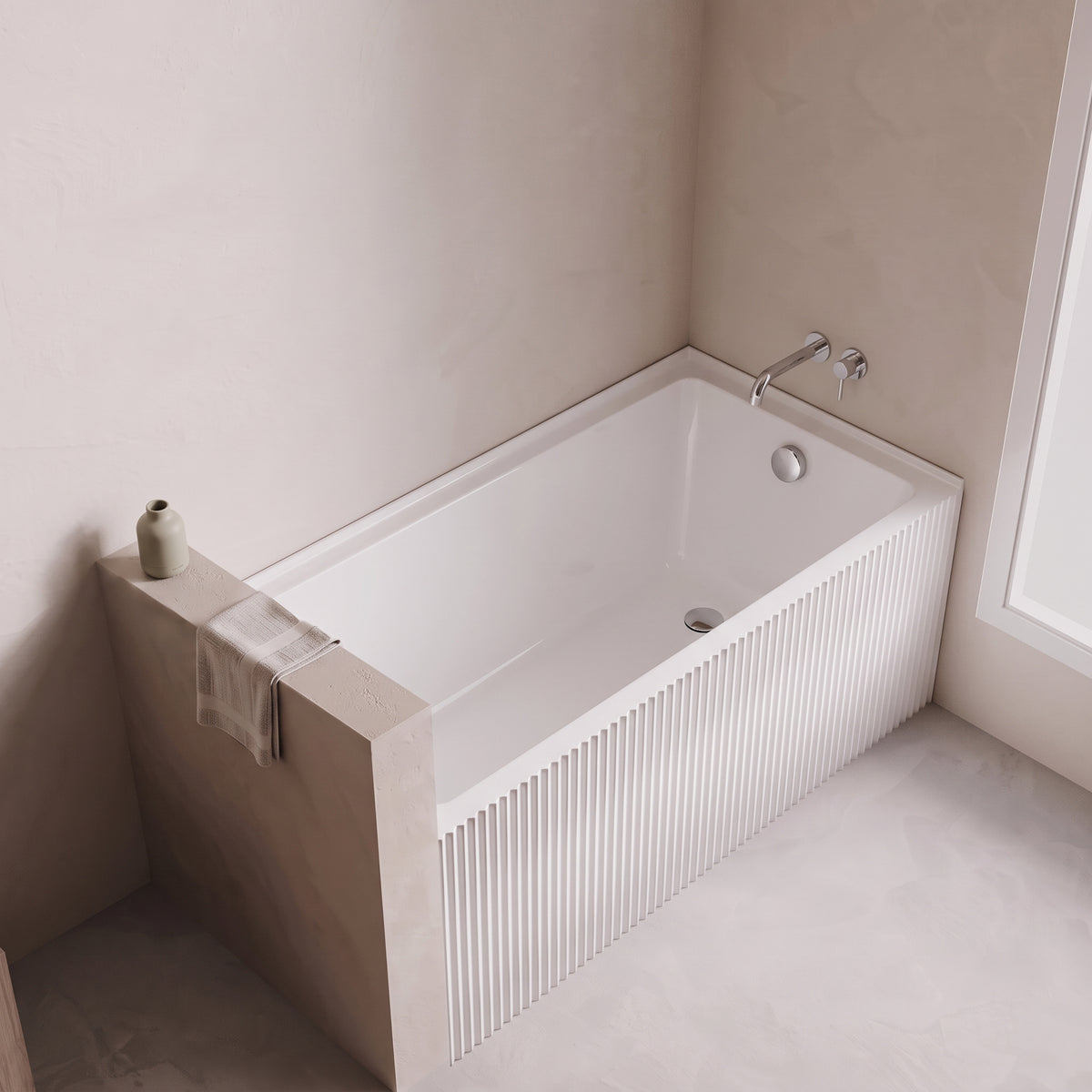60" x 30" Haven Fluted Acrylic Alcove Bathtub - Glossy White