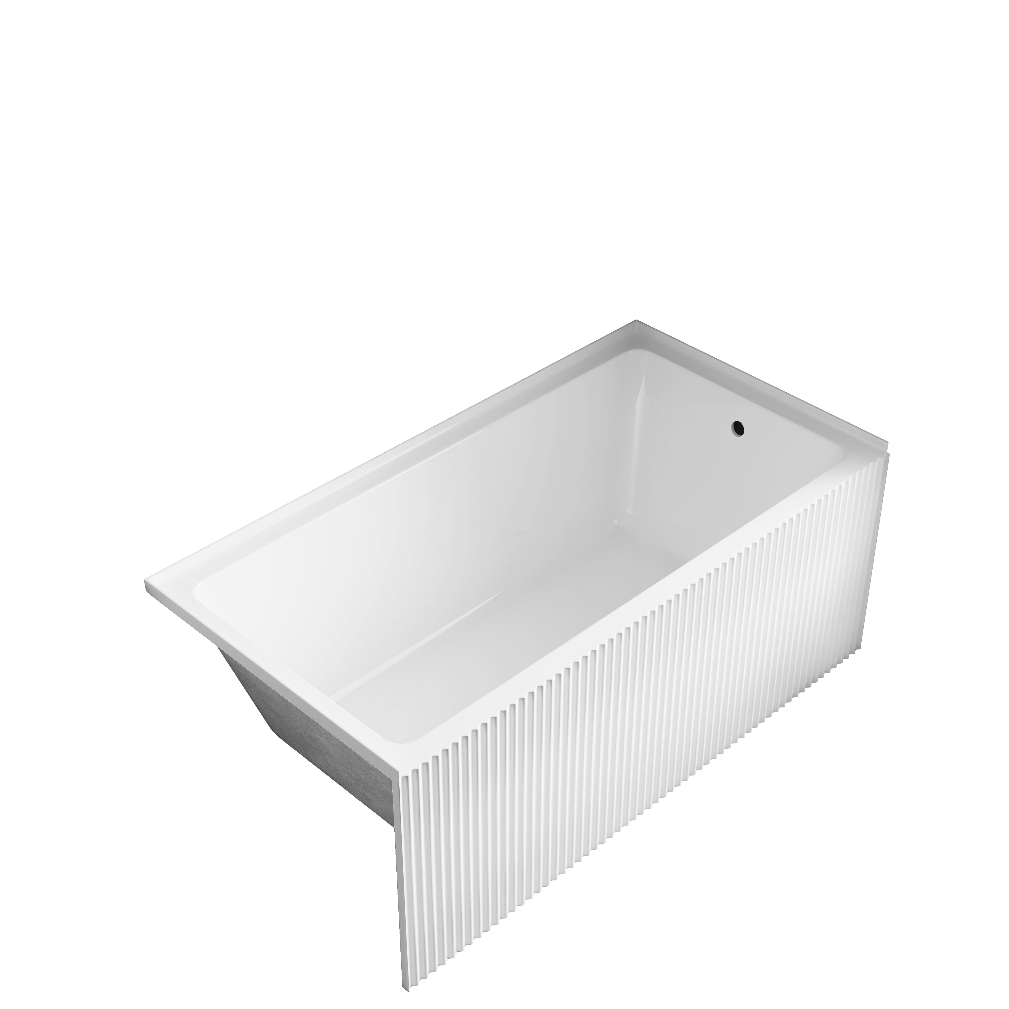 Baignoire d'alcôve en acrylique cannelé Haven 60po x 30po - Blanc lustré