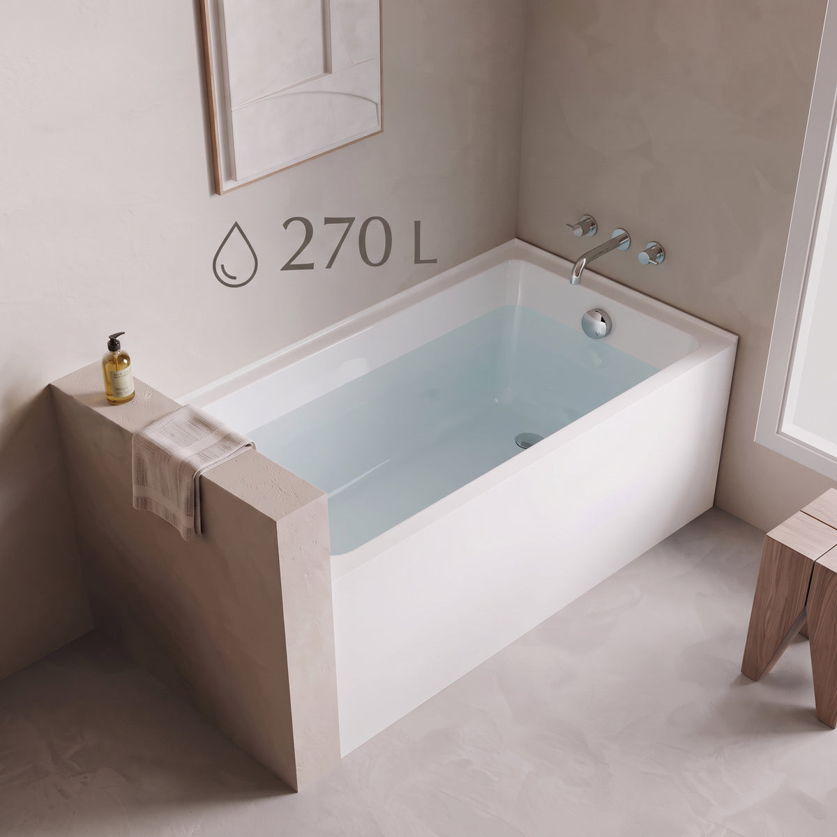 60" x 30" Haven Glossy White Acrylic Alcove Bathtub