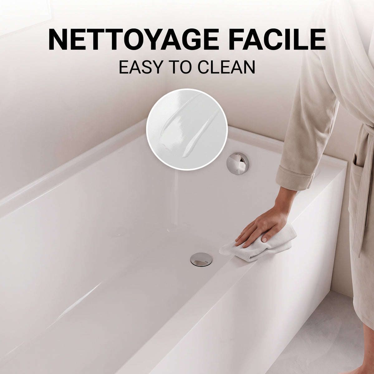 60" x 30" Haven Glossy White Acrylic Alcove Bathtub