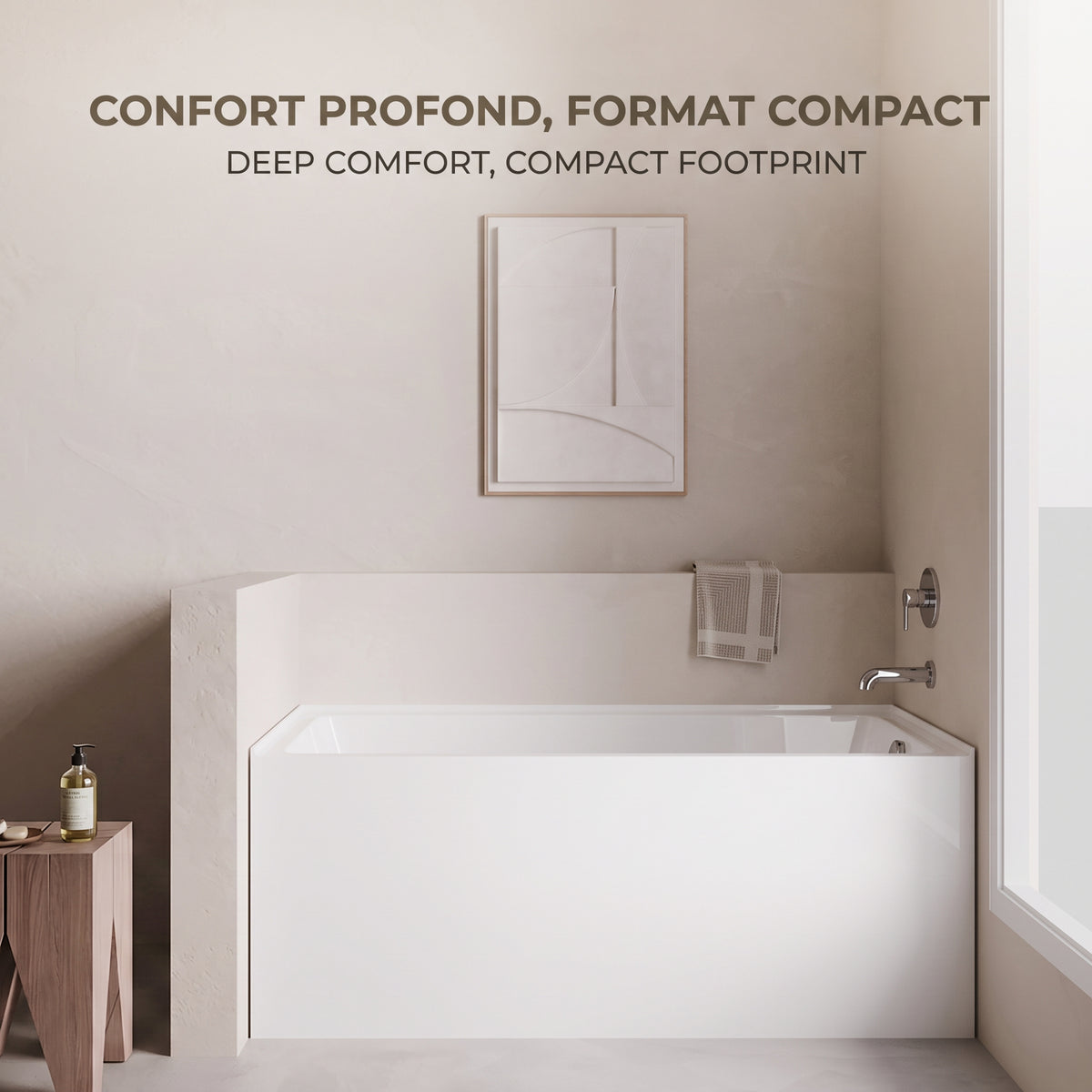 60" x 30" Haven Glossy White Acrylic Alcove Bathtub