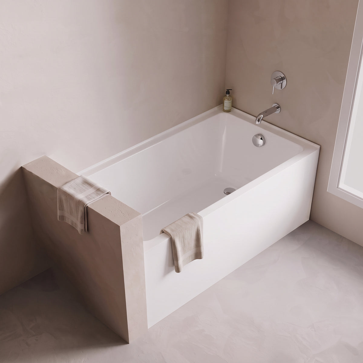 60" x 30" Haven Glossy White Acrylic Alcove Bathtub