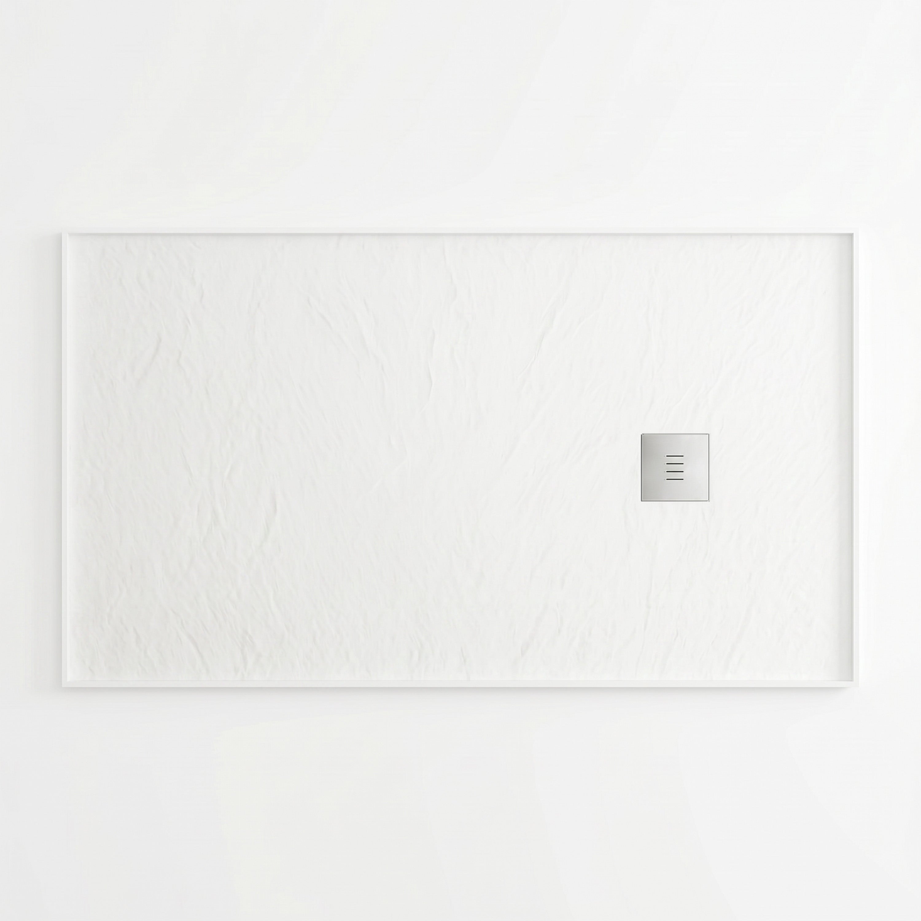 Base de douche réversible 60po x 32po en surface solide blanc mat avec rebords
