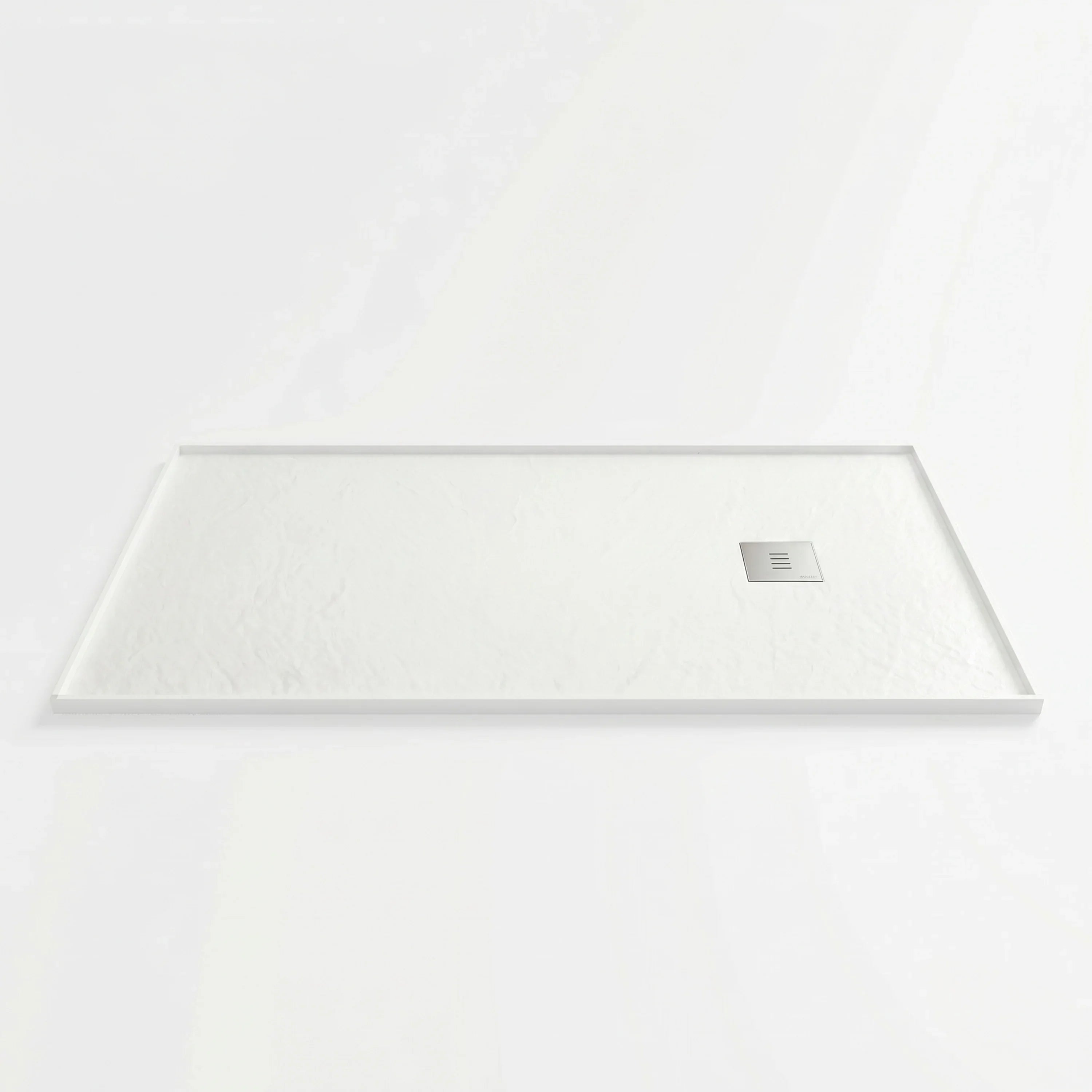 60" x 32" Matte White Solid Surface Reversible Shower Base with Flanges