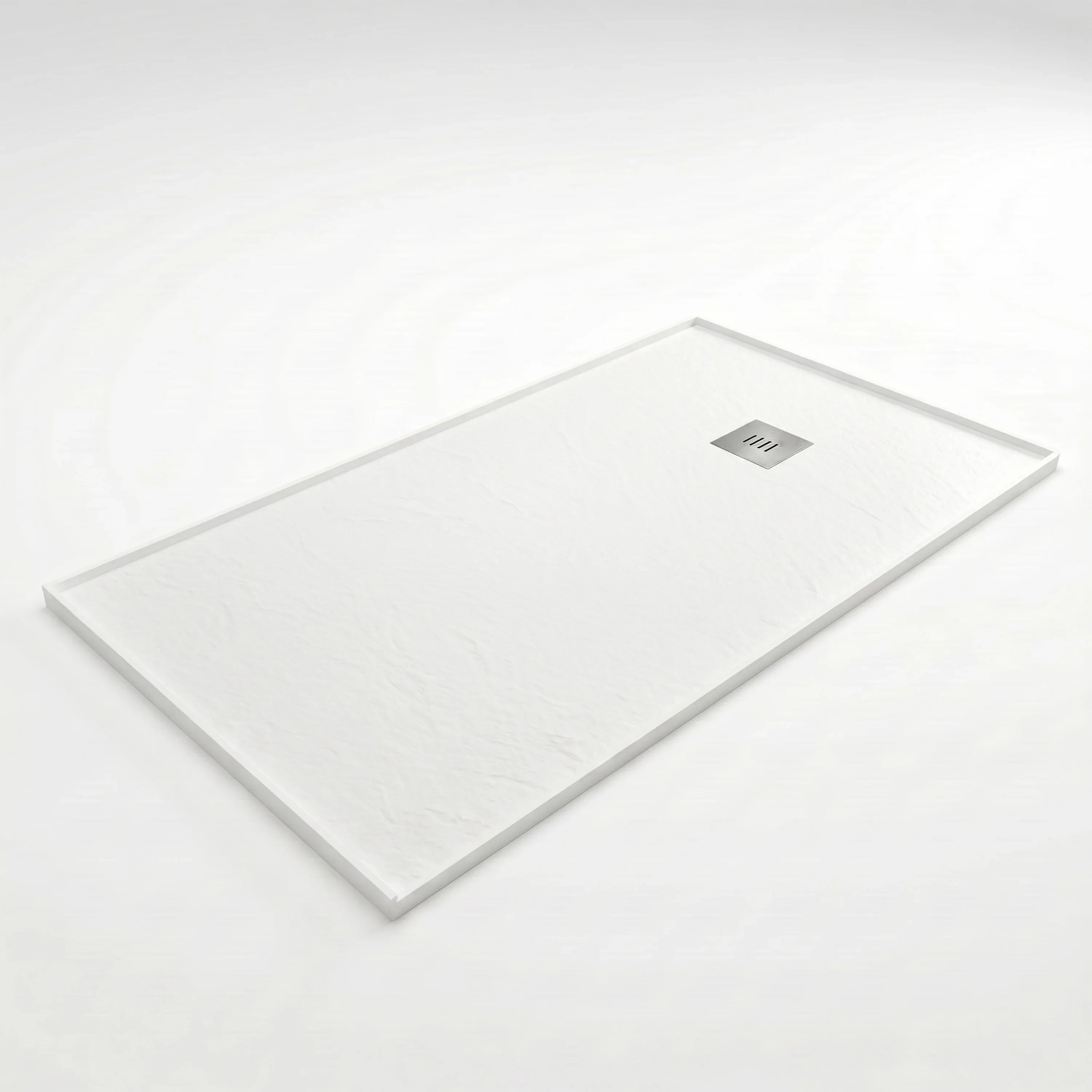 60" x 32" Matte White Solid Surface Reversible Shower Base with Flanges