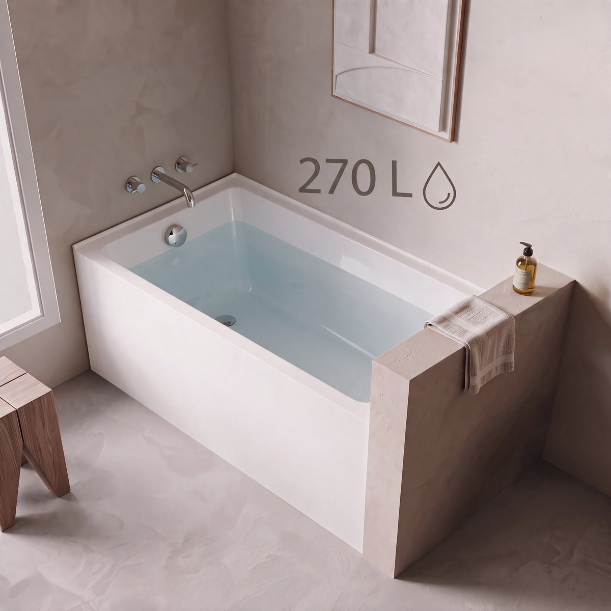 60" x 32" Haven Glossy White Acrylic Alcove Bathtub