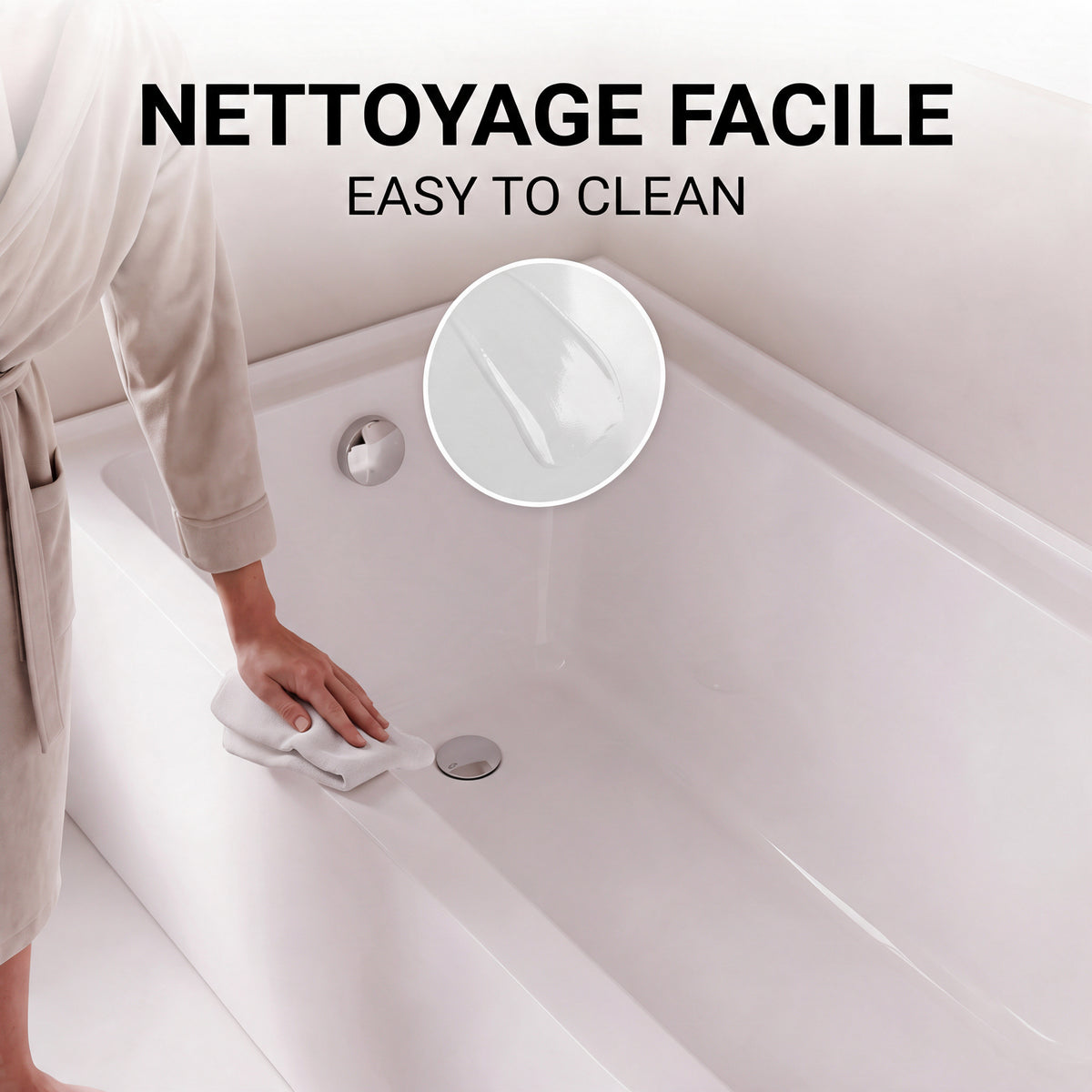 60" x 32" Haven Glossy White Acrylic Alcove Bathtub