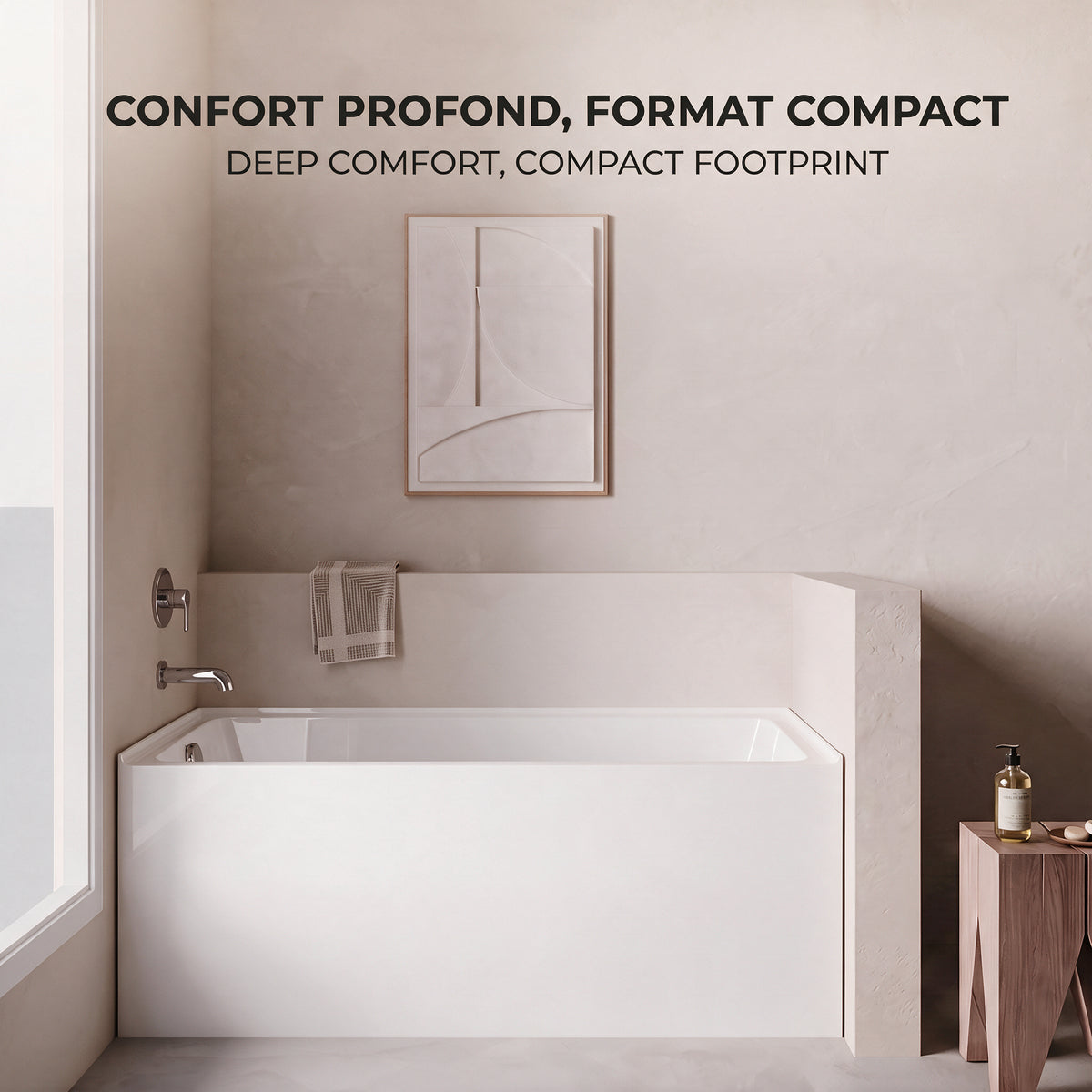 60" x 32" Haven Glossy White Acrylic Alcove Bathtub