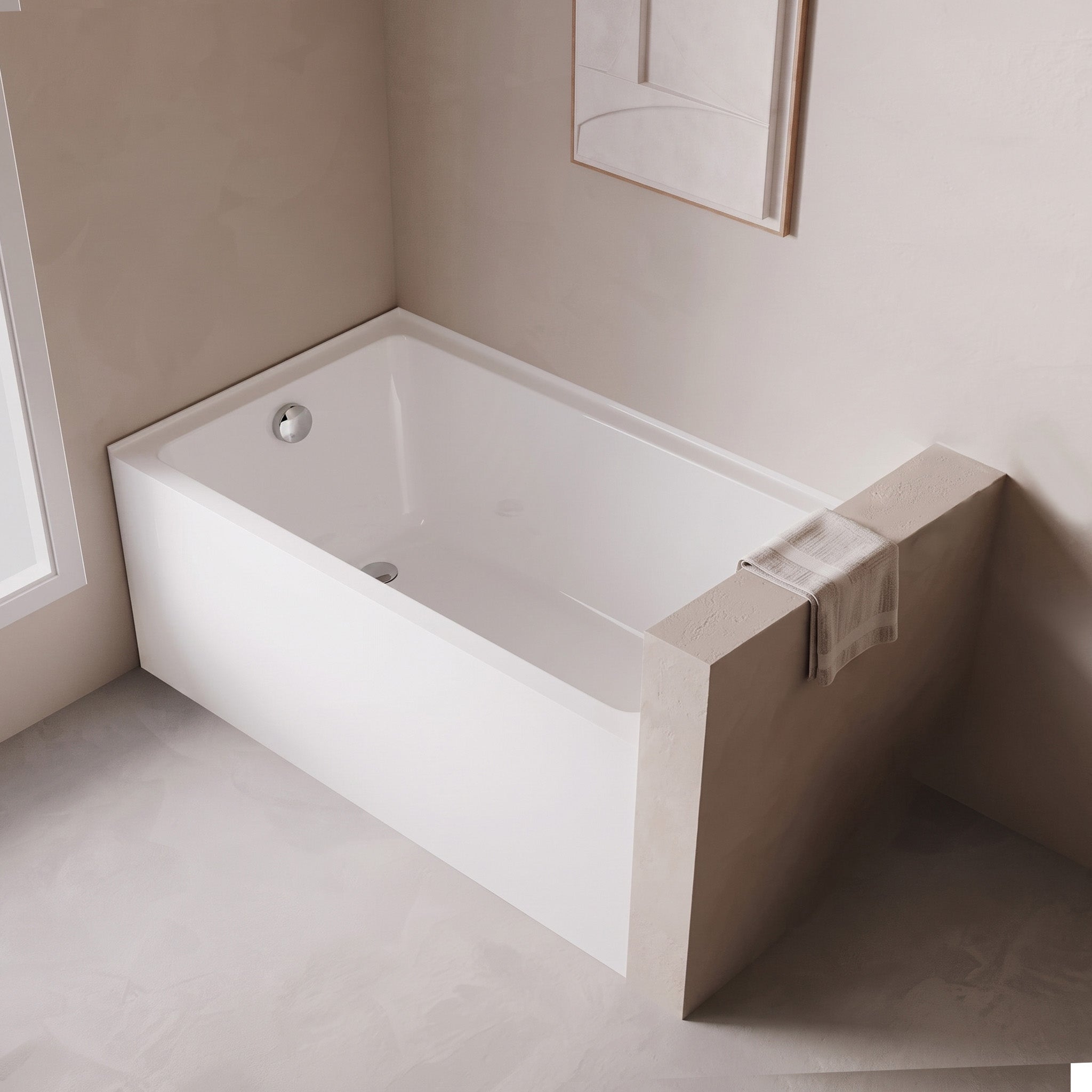 Baignoire alcôve Haven 60 po x 32 po en acrylique blanc lustré