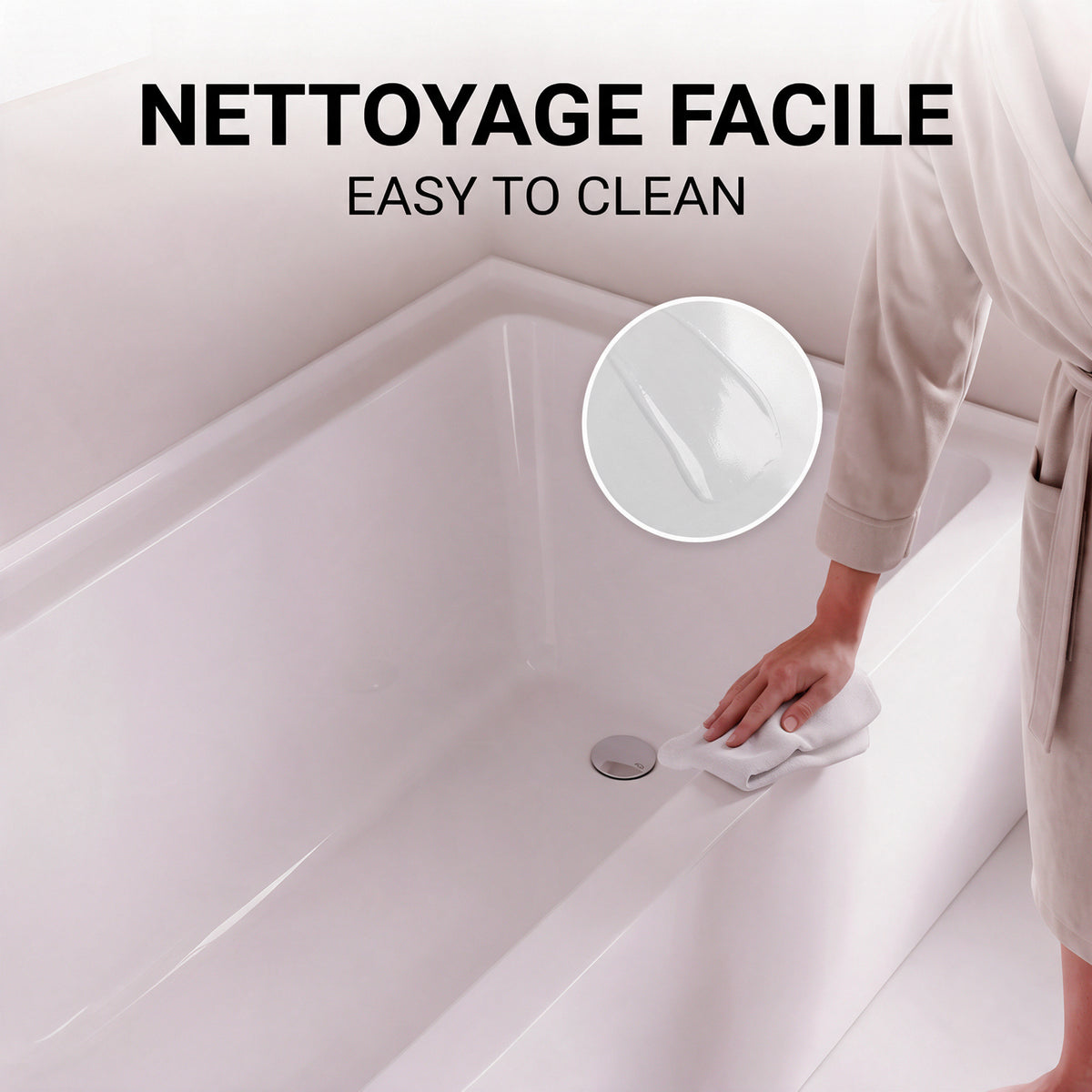 60" x 32" Haven Glossy White Acrylic Alcove Bathtub