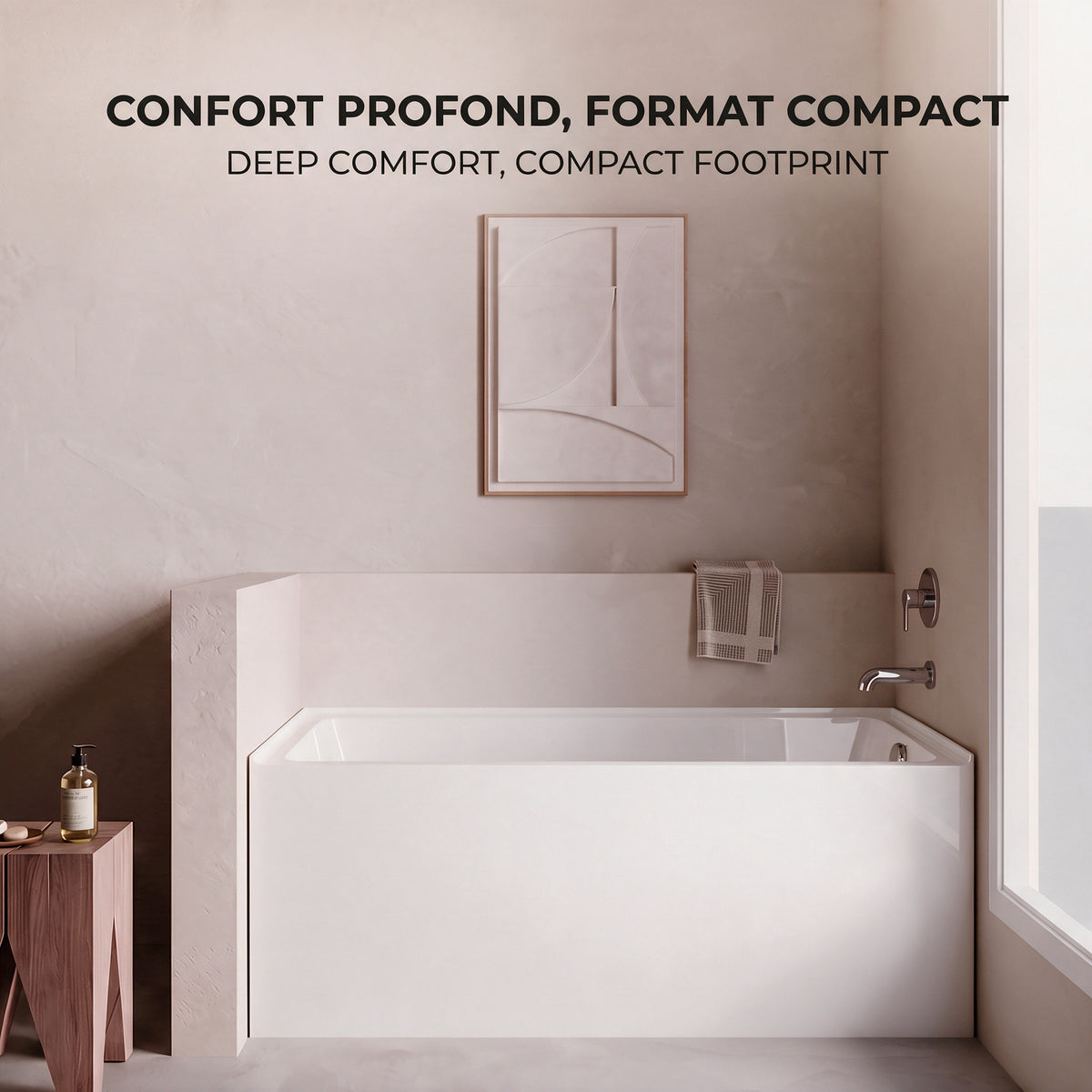 60" x 32" Haven Glossy White Acrylic Alcove Bathtub