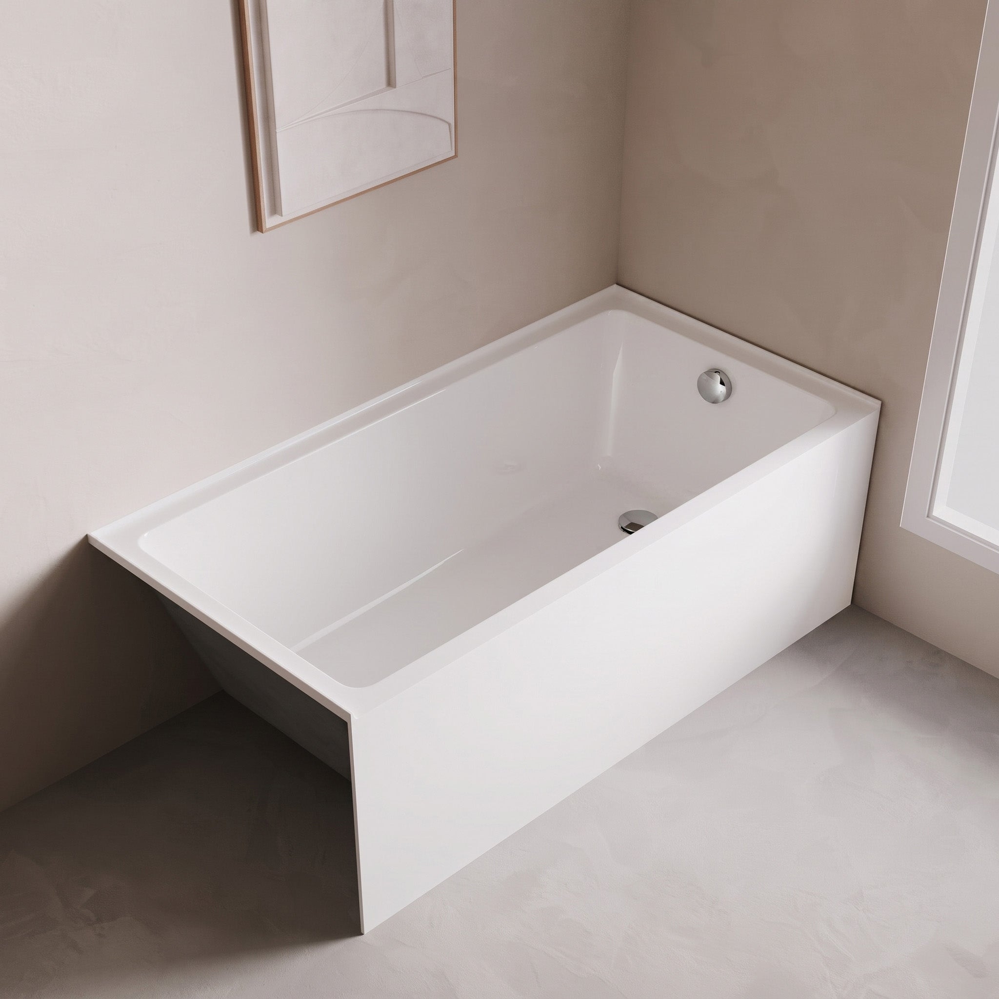 Baignoire alcôve Haven 60 po x 32 po en acrylique blanc lustré