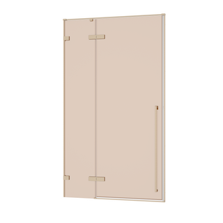 60 po x 79 po Panneau de Porte de Douche Fixe Pivotante Or Brossé Réversible avec Verre Teinté Brun sans base