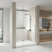 57.6"–58" W (Adjustable Width) x 79" H Frameless Reversible Pivot Shower Door in Chrome with Clear Tempered Glass