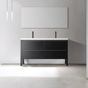 60" Black Freestanding Double Sink Bathroom Vanity with White Quartz Countertop - Golden Elite Deco