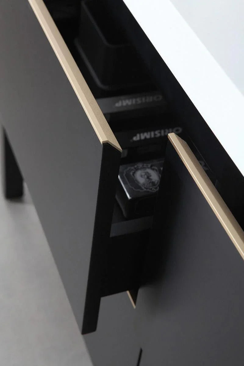 60" Black Freestanding Double Sink Bathroom Vanity with White Quartz Countertop - Golden Elite Deco