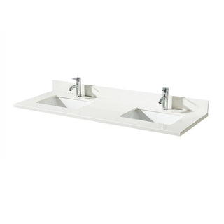 60" White Freestanding Double Sink Bathroom Vanity with Snow White Quartz Countertop - Golden Elite Deco