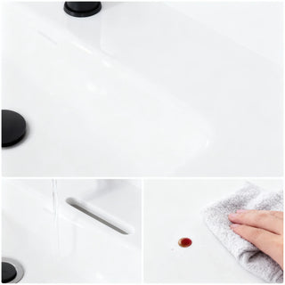 36" Natural Walnut Freestanding Bathroom Vanity with White Solid Surface Countertop