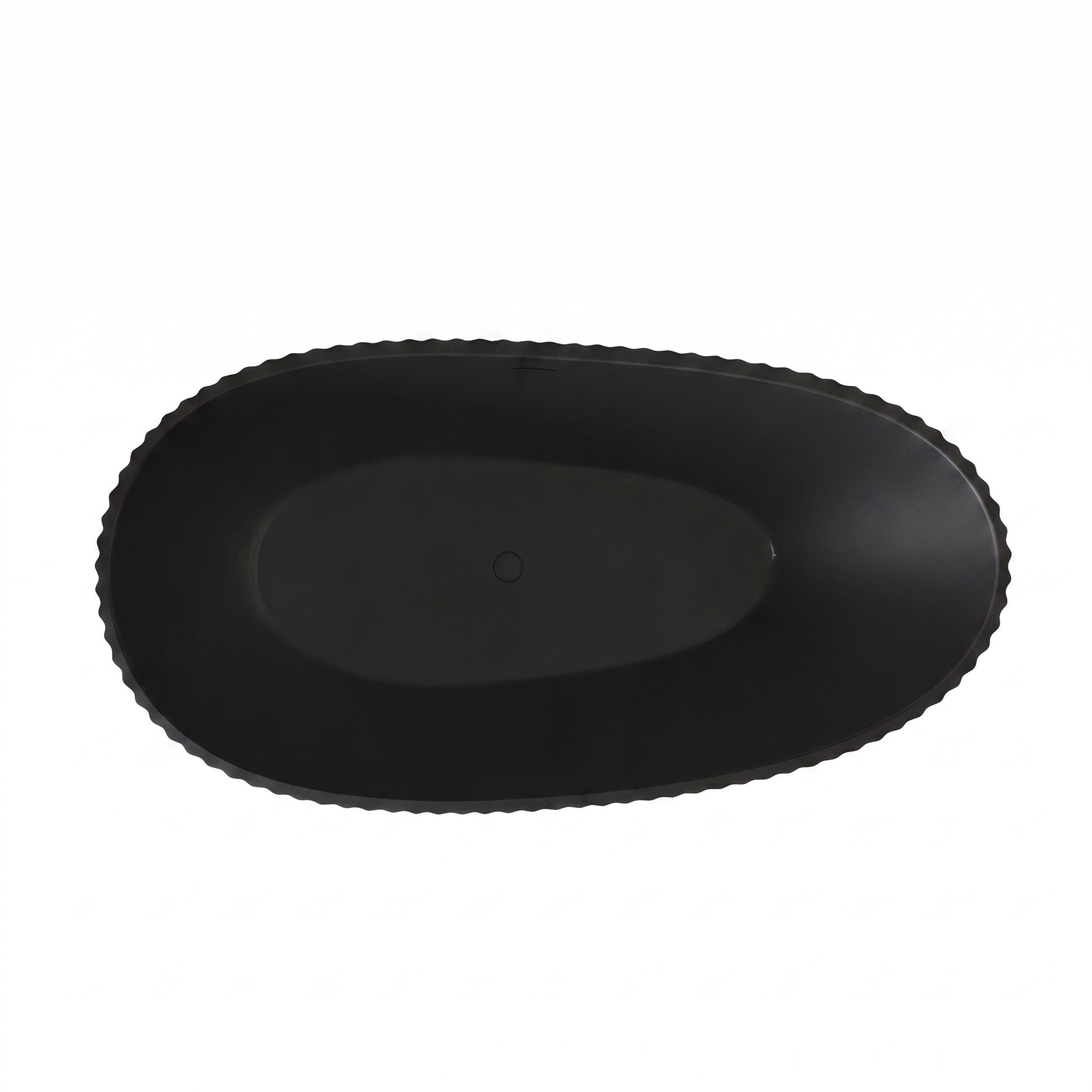 67" Calista Matte Black Freestanding Bathtub with Fluted Design