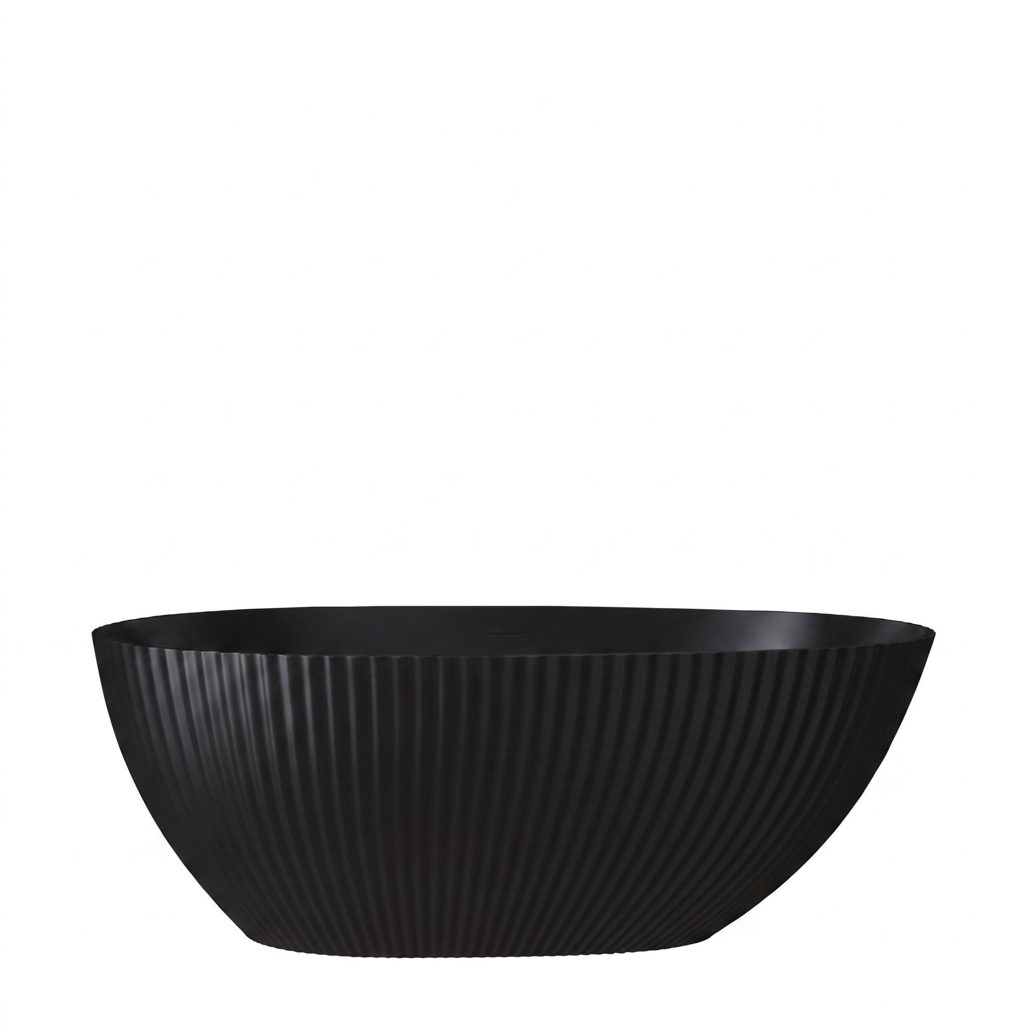 67" Calista Matte Black Freestanding Bathtub with Fluted Design