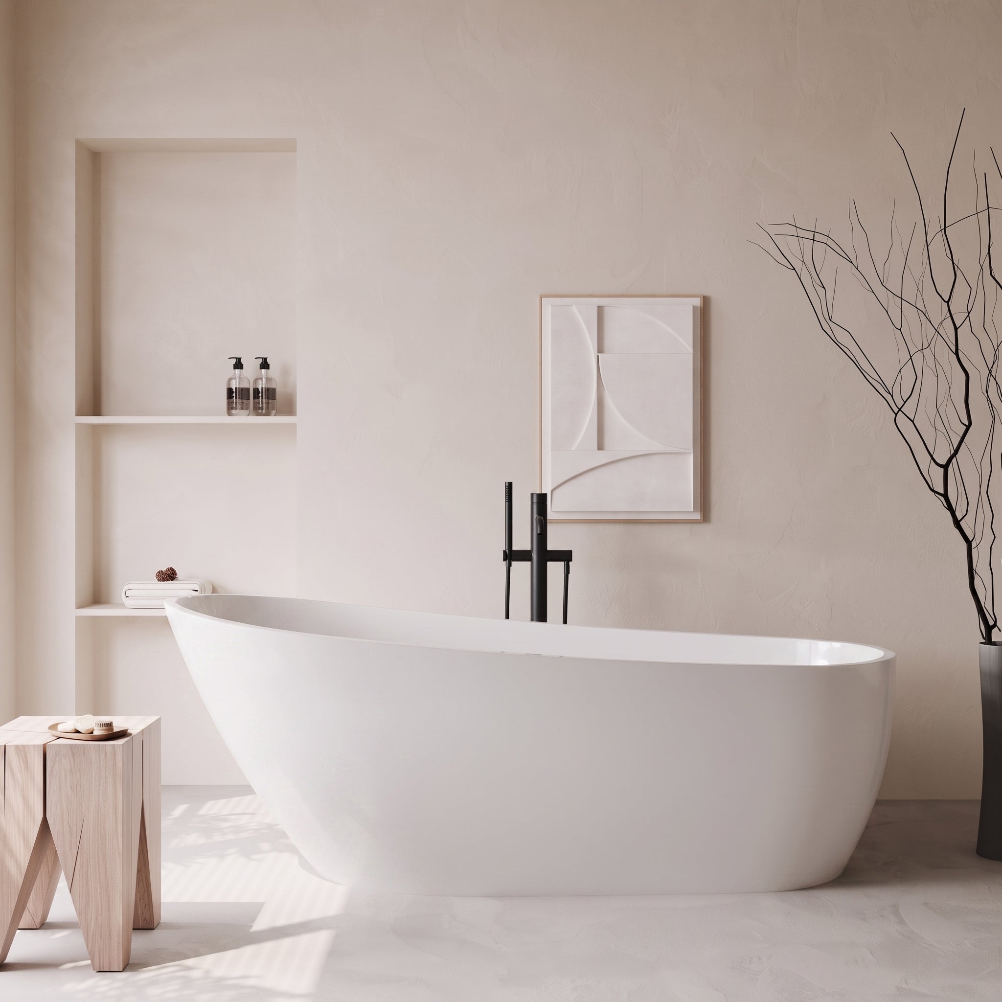 67" Aria Freestanding Acrylic Bathtub - Glossy White