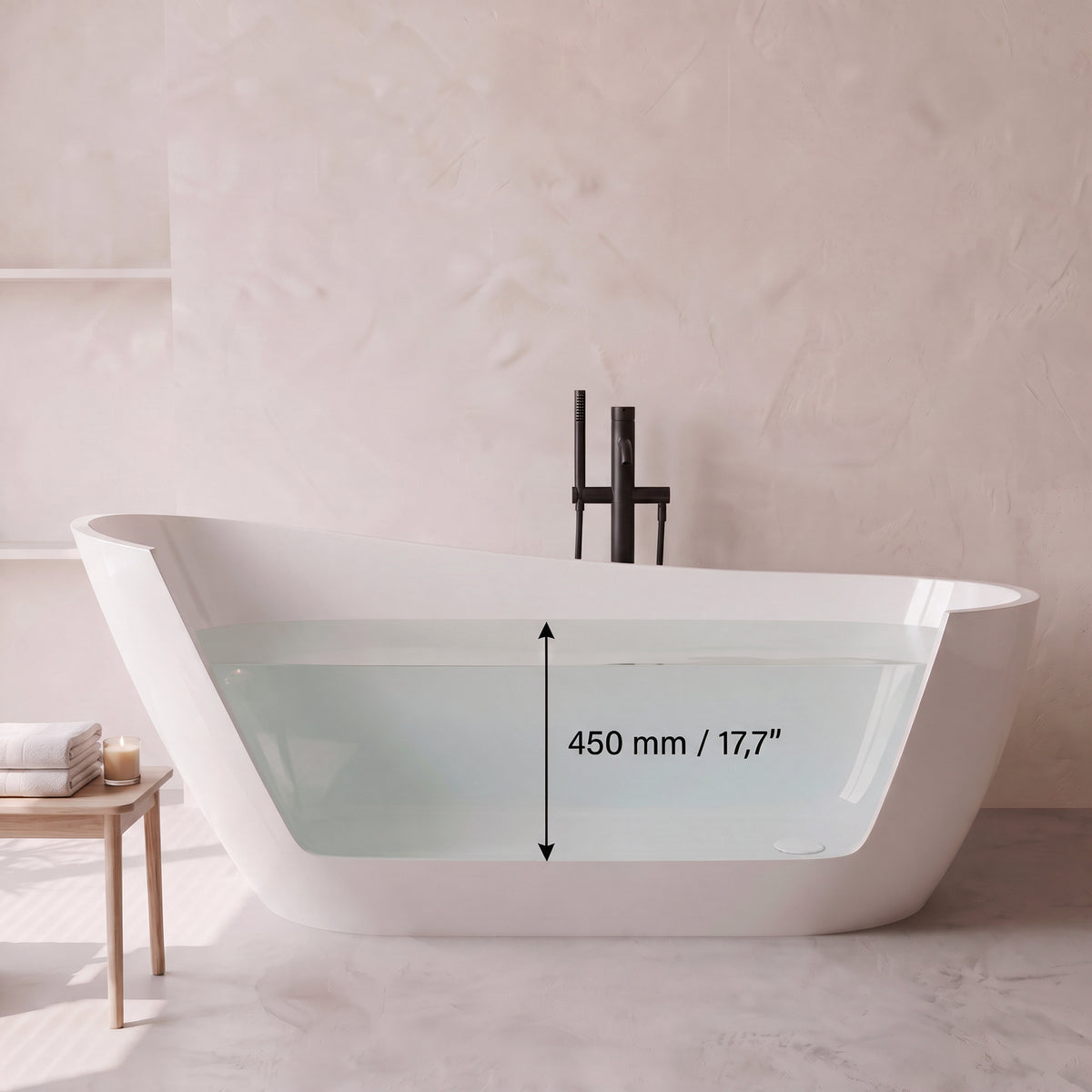 67" Aria Freestanding Acrylic Bathtub - Glossy White